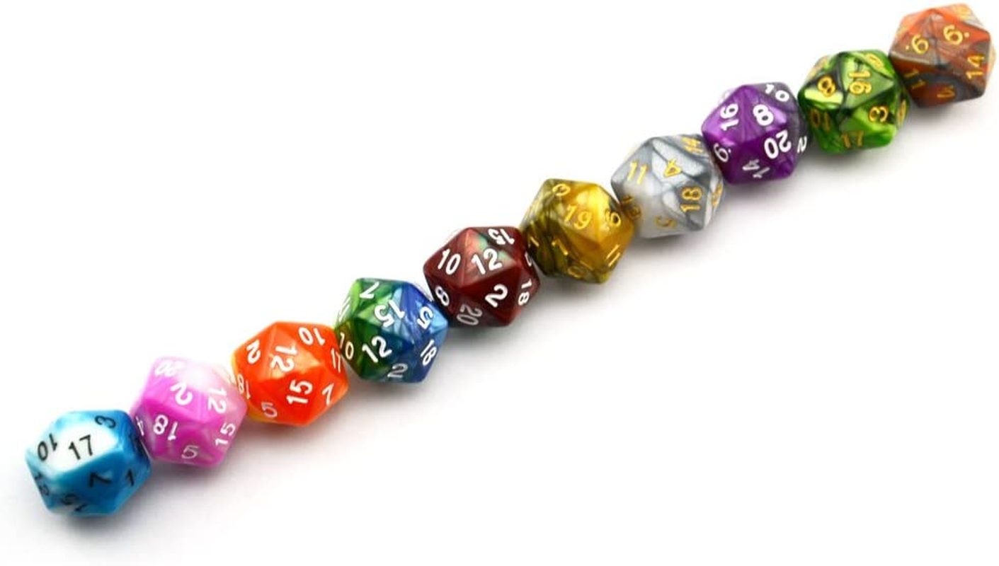 Smartdealspro 10-Pack Two Color 20 Sided Dice D20 Polyhedral Dice for DND RPG MTG Table Games - Color 12 image number 6