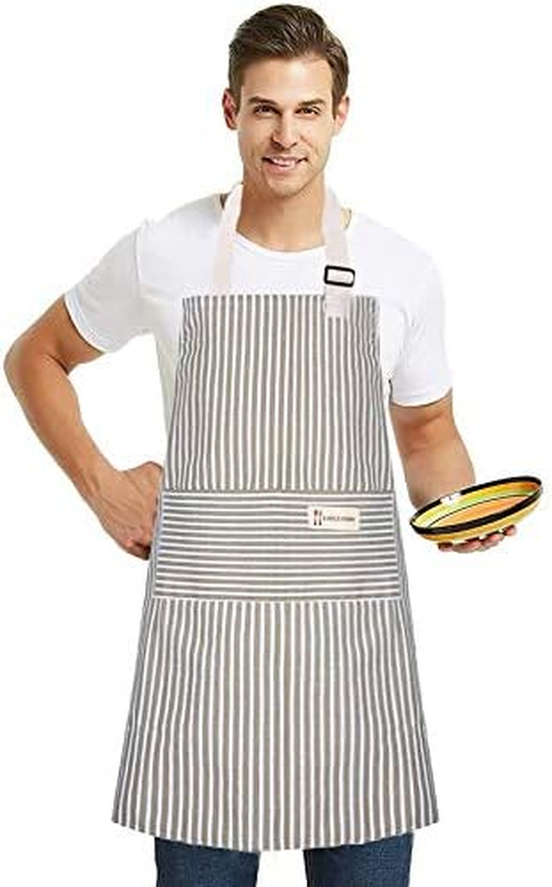 Lofekea Apron, 2 Pack Kitchen Cooking Aprons, Adjustable Bib Chef Apron with 2 Pockets for Men Women image number 2