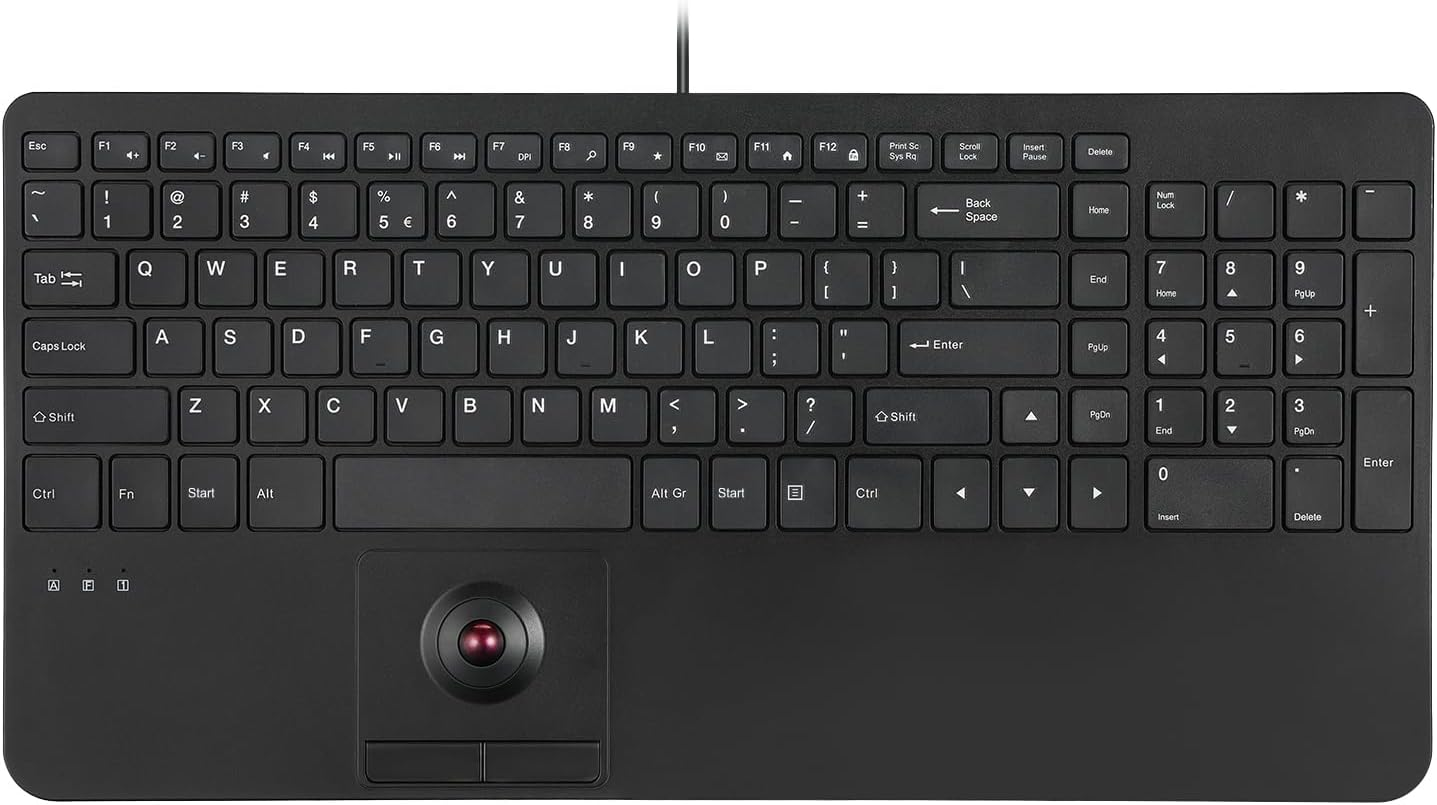 Perixx PERIBOARD-538 US, Wired Compact USB Keyboard with Trackball - X Type Scissor Keys - 15.63X7.8X1.46 Inches (397X198X37Mm) - Build-In 2 USB Hubs and Number Pad - Black image number 5