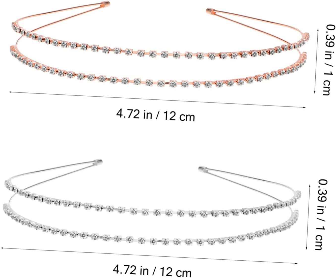 CALLARON 4 Piece Double Row Hair Band for Women Hair Accessories Rose Gold for Weddings Parties and Special Occasions image number 3