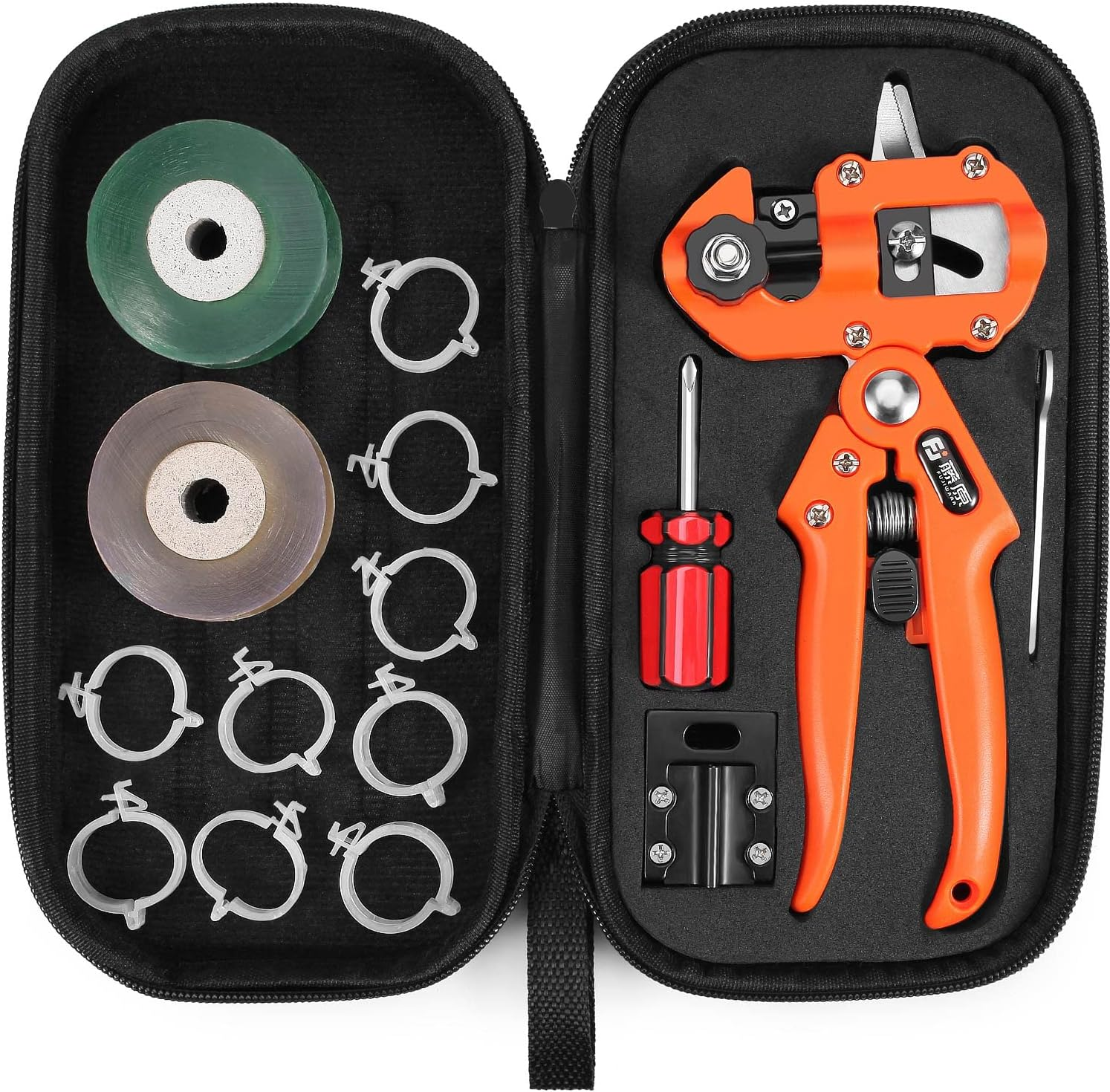 FUJIWARA Garden Grafting Tool, Multifunctional Pruning Kit, U-Graft/V-Graft/&Omega;-Graft Seedling for Fruit Tree Branch Grafting Set, Including Graft Tapes, Replacement Blades, Fixing Clip, Yellow image number 5