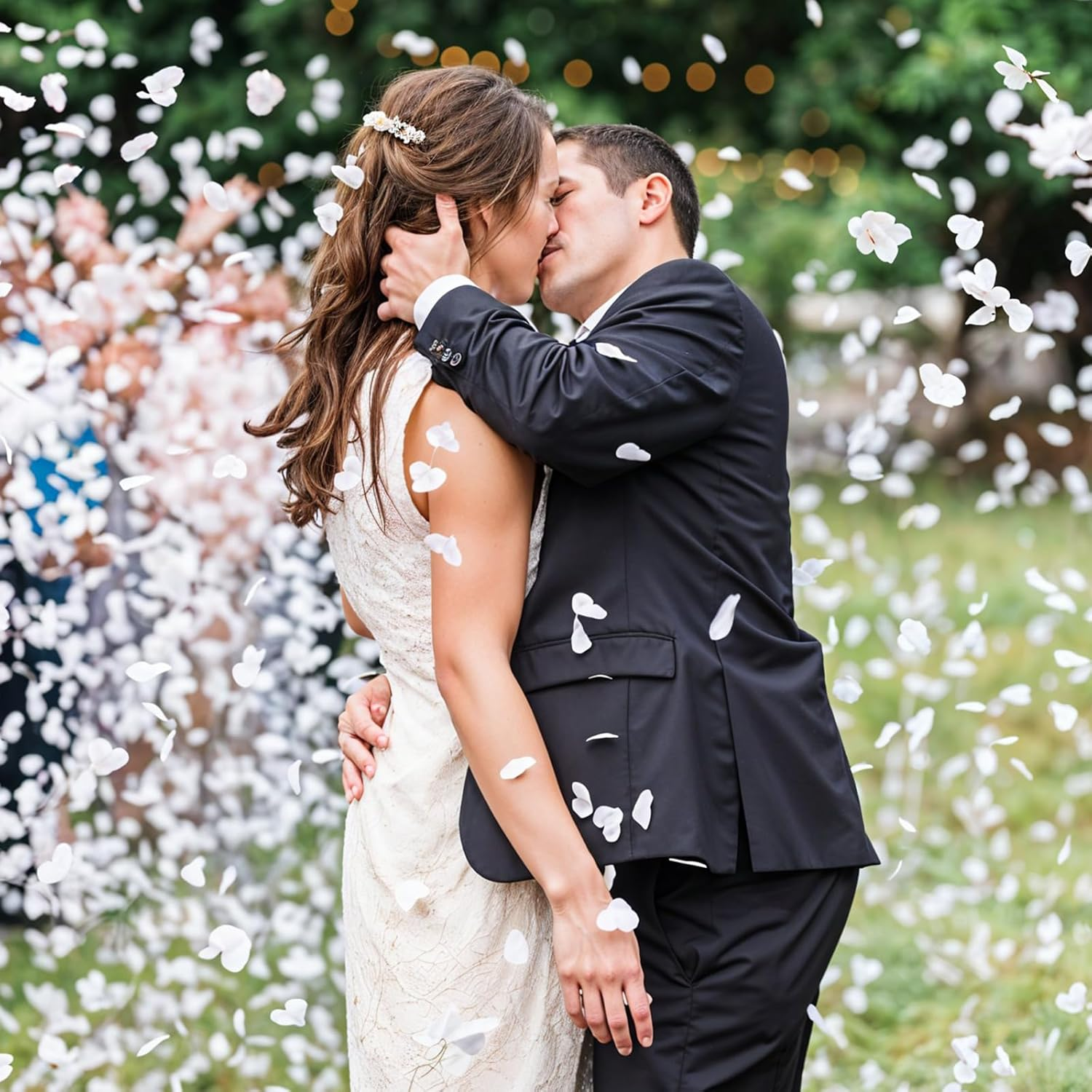 Oruola 8000Pcs Hearts Confetti, White Confetti,Wedding Confetti for Anniversary, Birthday, Graduation, Wedding, Bridal Shower & Baby Shower Parties Decorations (White) image number 4