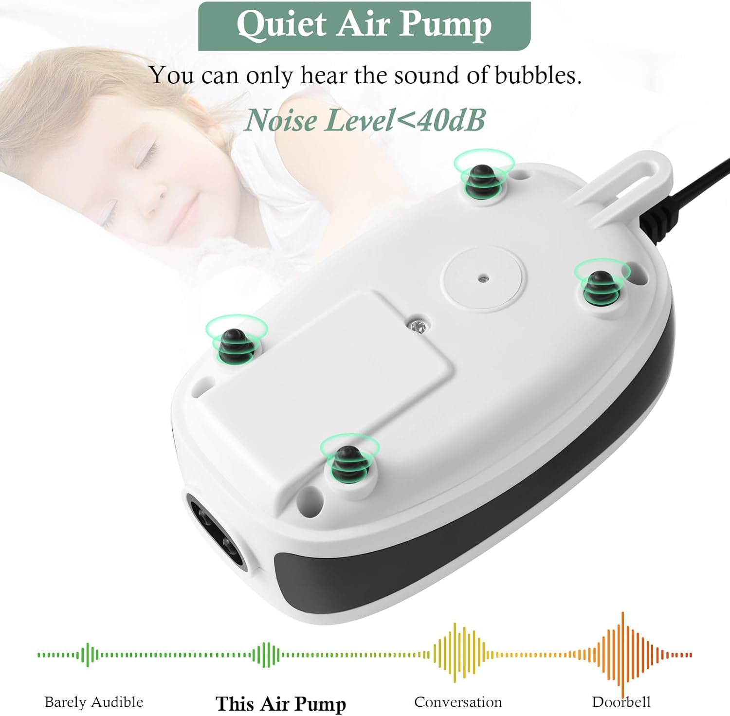 4W 5W Aquarium Air Pump, Dual Outlets Fish Tank Air Pump, 6L/Min 10L/Min Quiet Aquarium Bubbler for 1-600L Fish Tank image number 2