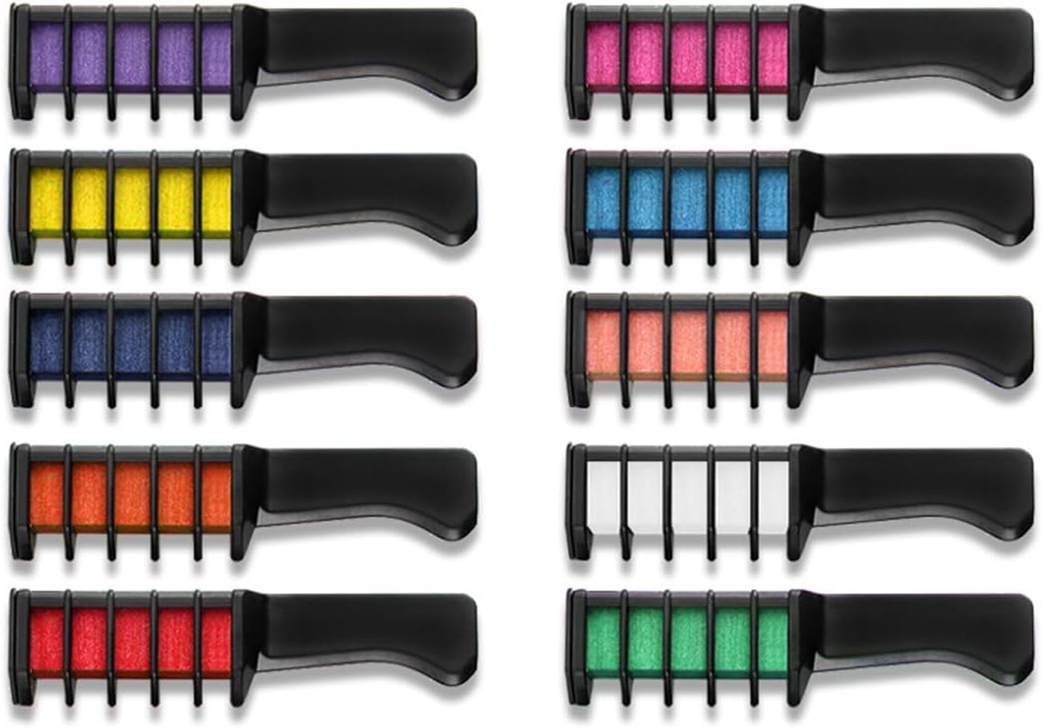 OUDQFCJ 10 Washable Colours Temporary Hair Chalk Comb Hair Chalk for Girls and Children Ideal for Halloween Christmas Birthdays Colourful image number 4