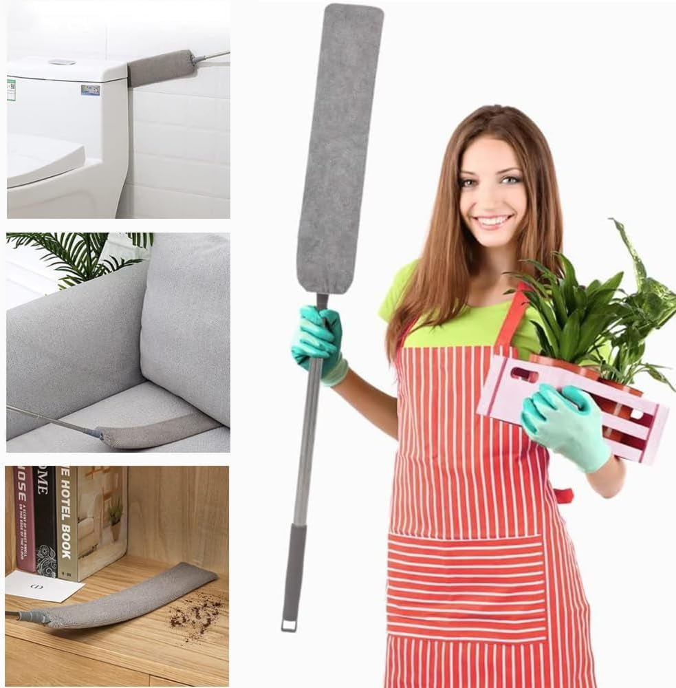 Retractable Gap Dust Cleaner, Flexible Dust Brush with Extension Pole, Multifunction Retractable Microfiber Dust Brush Gap Mop for Home Bedroom Kitchen (Gray A) image number 2