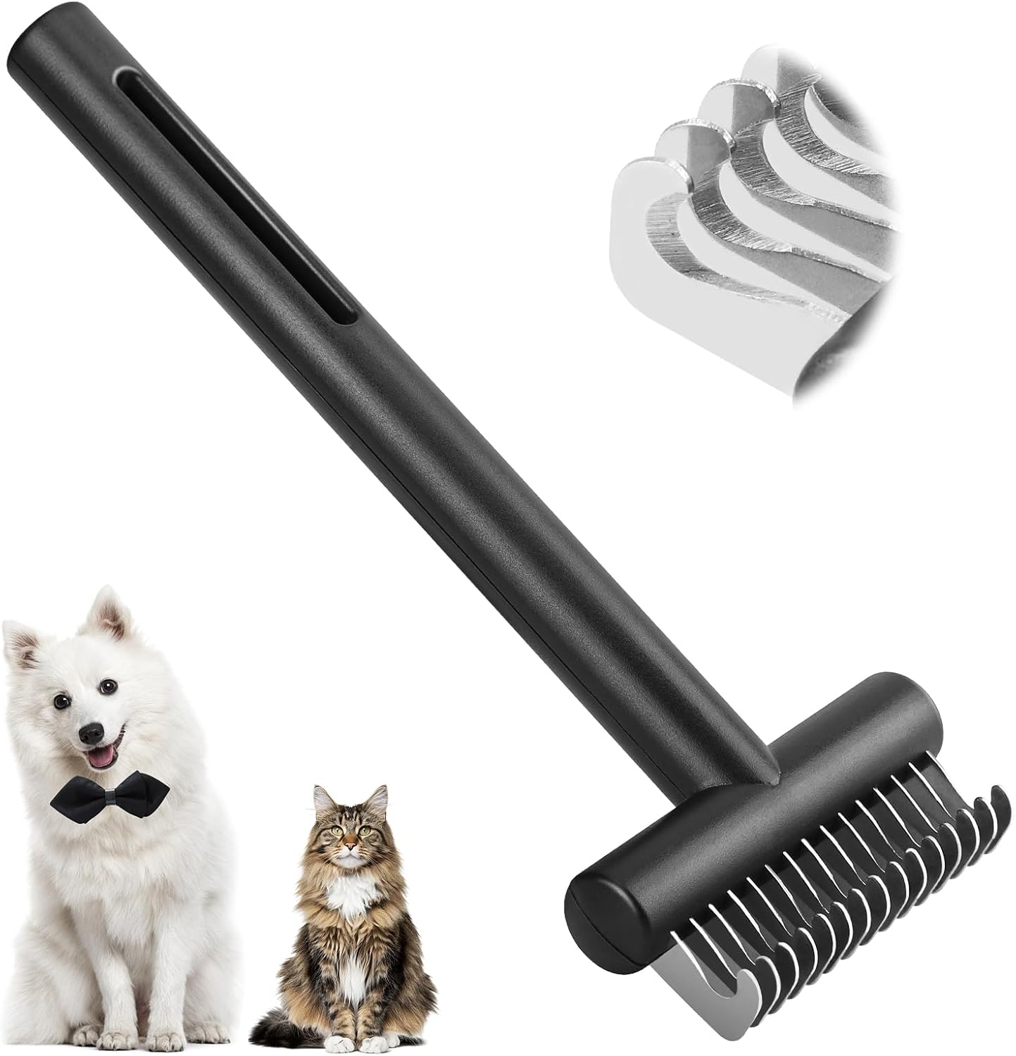 Euqvunn Dematting Comb, Dog Brush Undercoat Detangles and Cuts Effortlessly Tangles, Undercoat Brush Cat and Longhaired Cats, Dogs, Rabbits and Small Pets image number 2