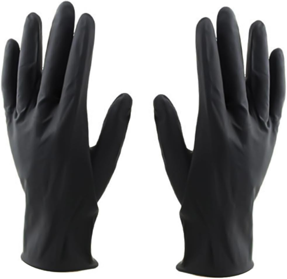 Garneck 10Pcs Laboratory Gloves for Hair Salon and Laboratory Use Black Reusable Latex Material Included for Hair Dye Application and Lab Tasks image number 5
