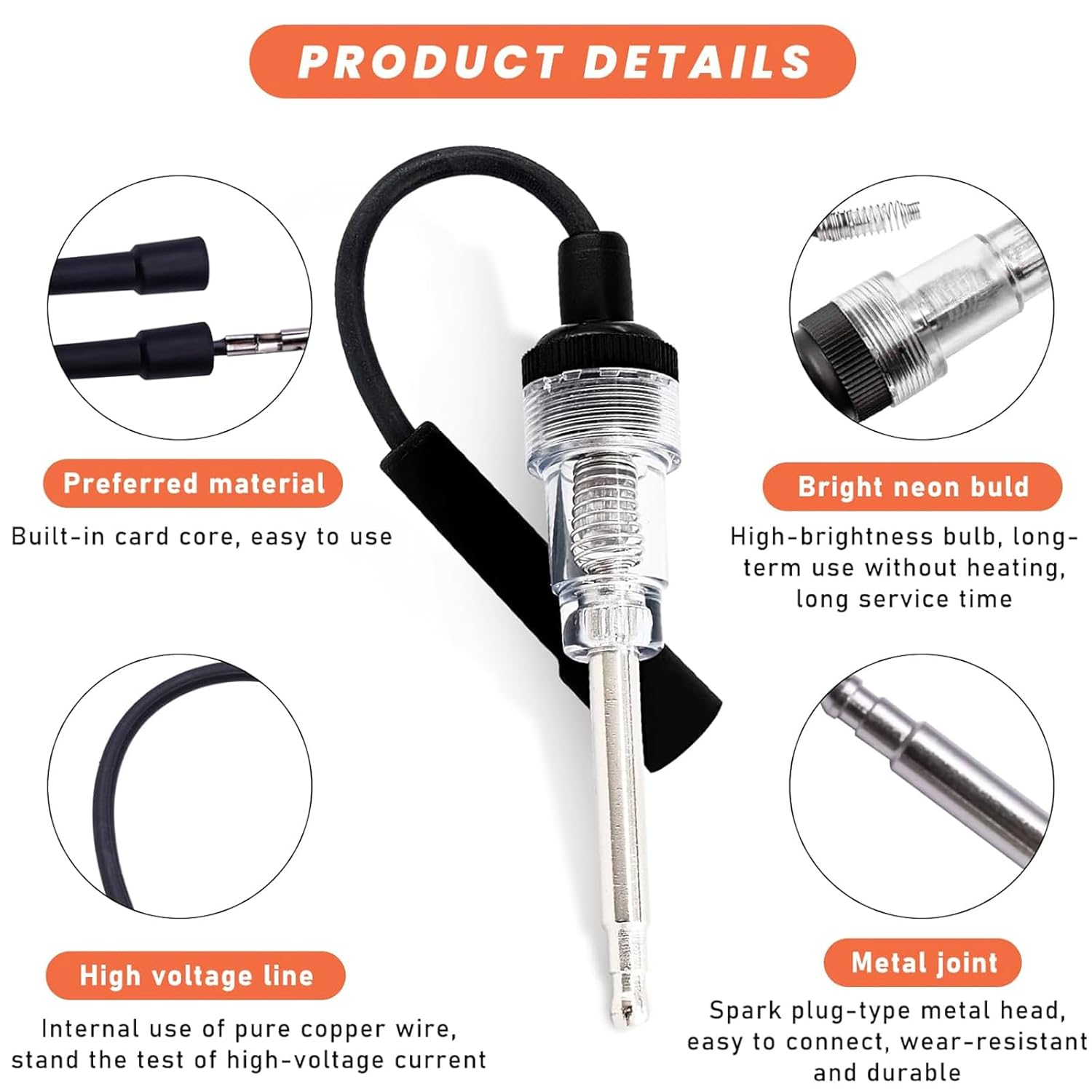 Car Inline Spark Plug Tester, Plug Engine Ignition Tester, Auto Motorcycle Lawn Mower Internal/External Engine Armature Diagnostic Detector Tool, Universal Car Exterior Accessories (2Pcs) image number 5