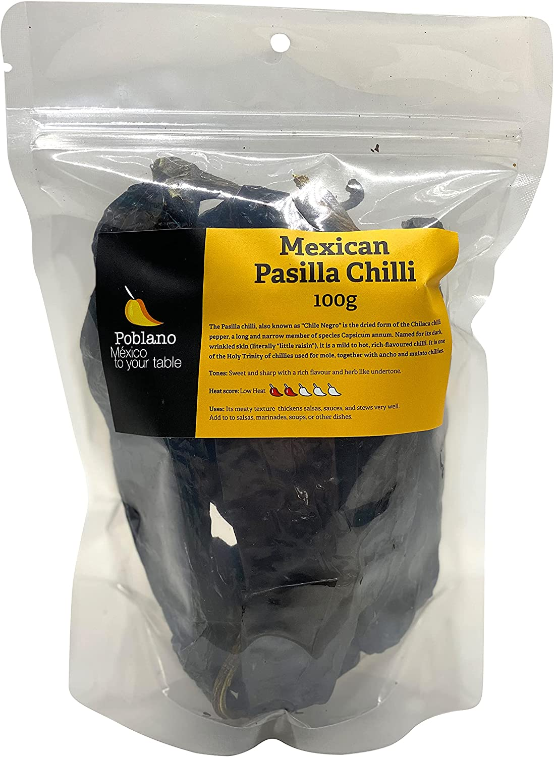 Poblano Mexican Pasilla Dry Chillies, 100G