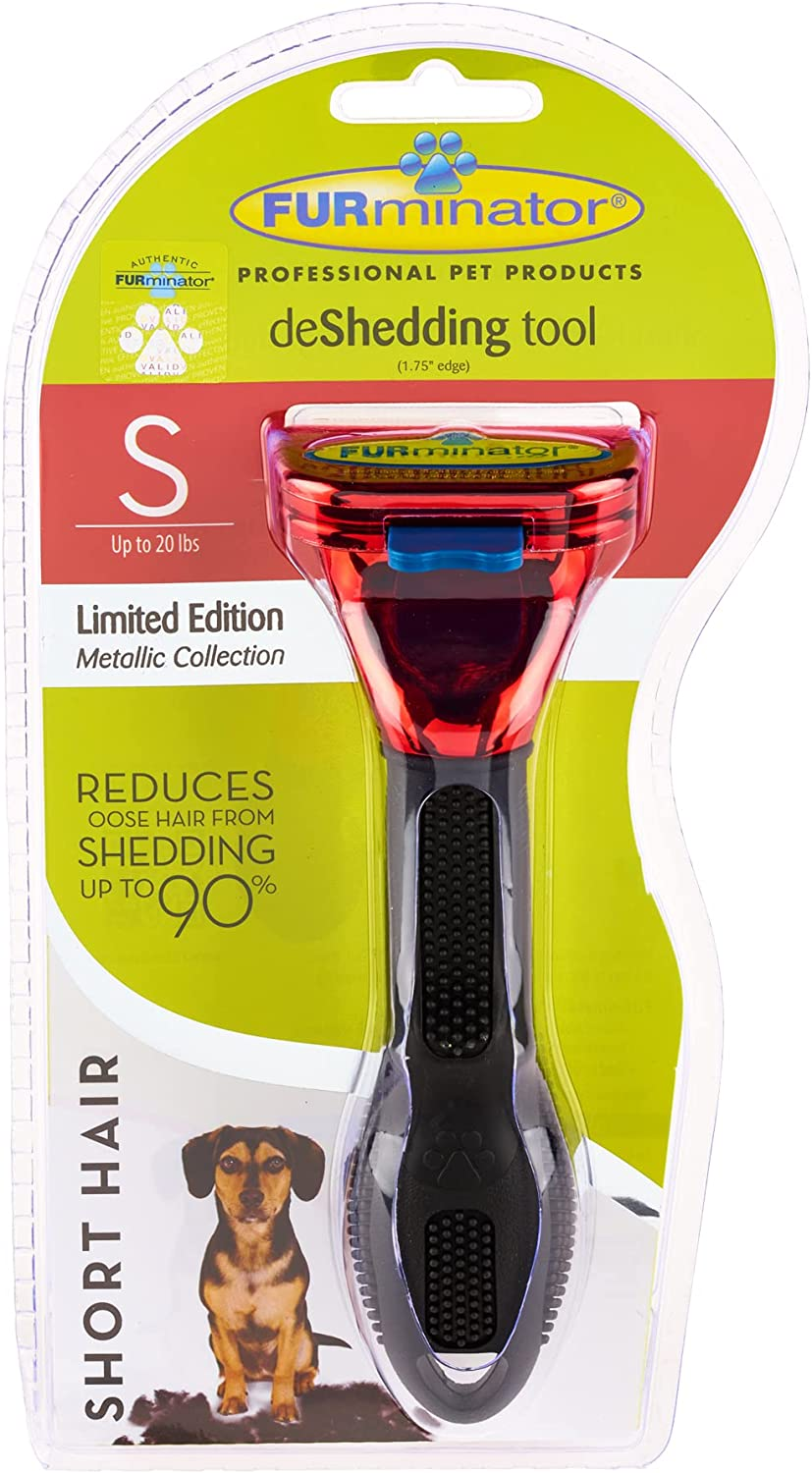 Furminator Deshedding Brush Comb Tool, for Short Hair Small Dogs (Metallic Red), Reduces Loose Hair from Shedding up to 90 Percent, Removes Loose Undercoat, Furejector Hair Removal Button image number 5