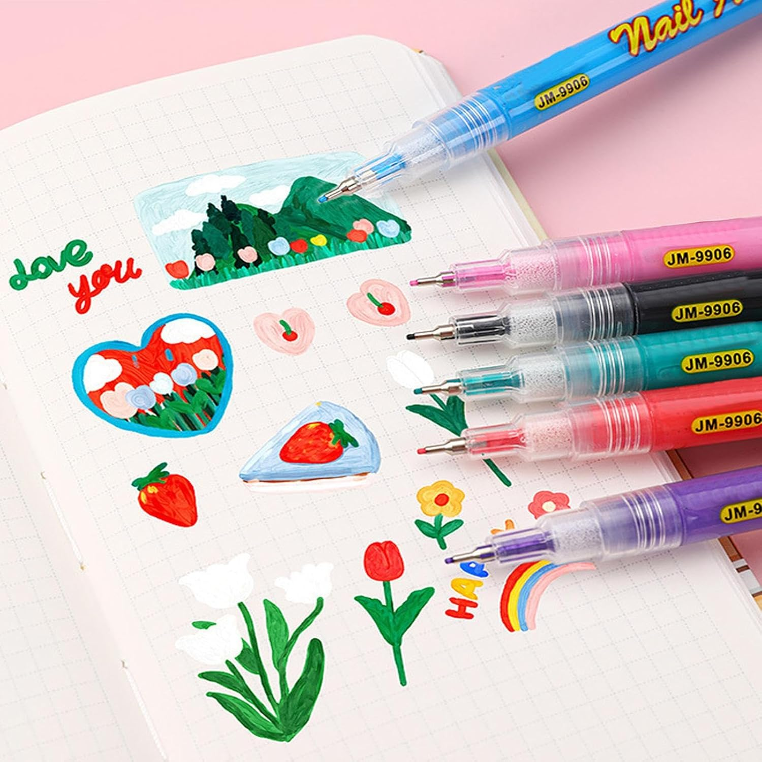 Qkbuza Nail Polish Pens for Kids,12 Colors Acrylic Paint | Quick-Drying Gel Nail Pens | for Daily Party Wedding Holiday Spring Summer Halloween Girls Teens image number 2