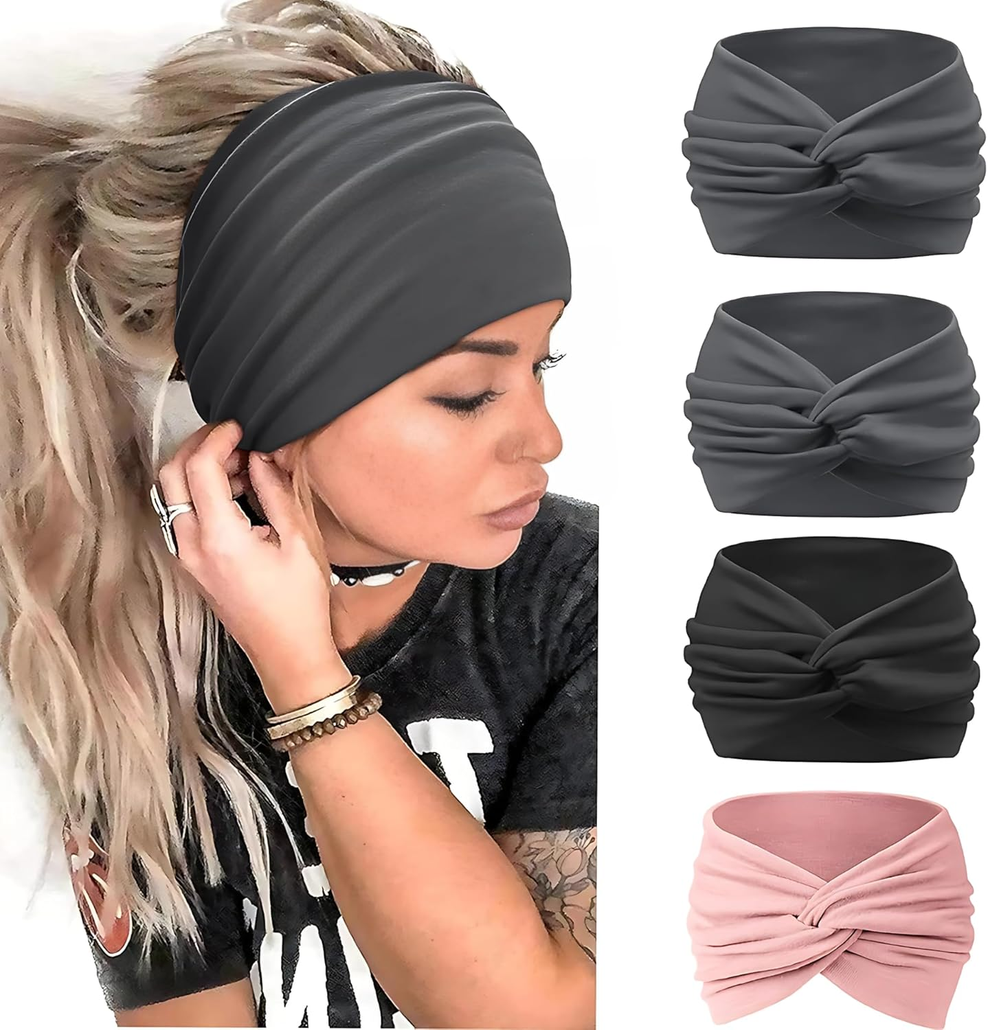 4 X Women'S Headbands, Breathable Headbands for Summer, Can Be Used as a Christmas Gift, for Women, Elastic Hair Bands for Yoga and Everyday Sports Scenes image number 6