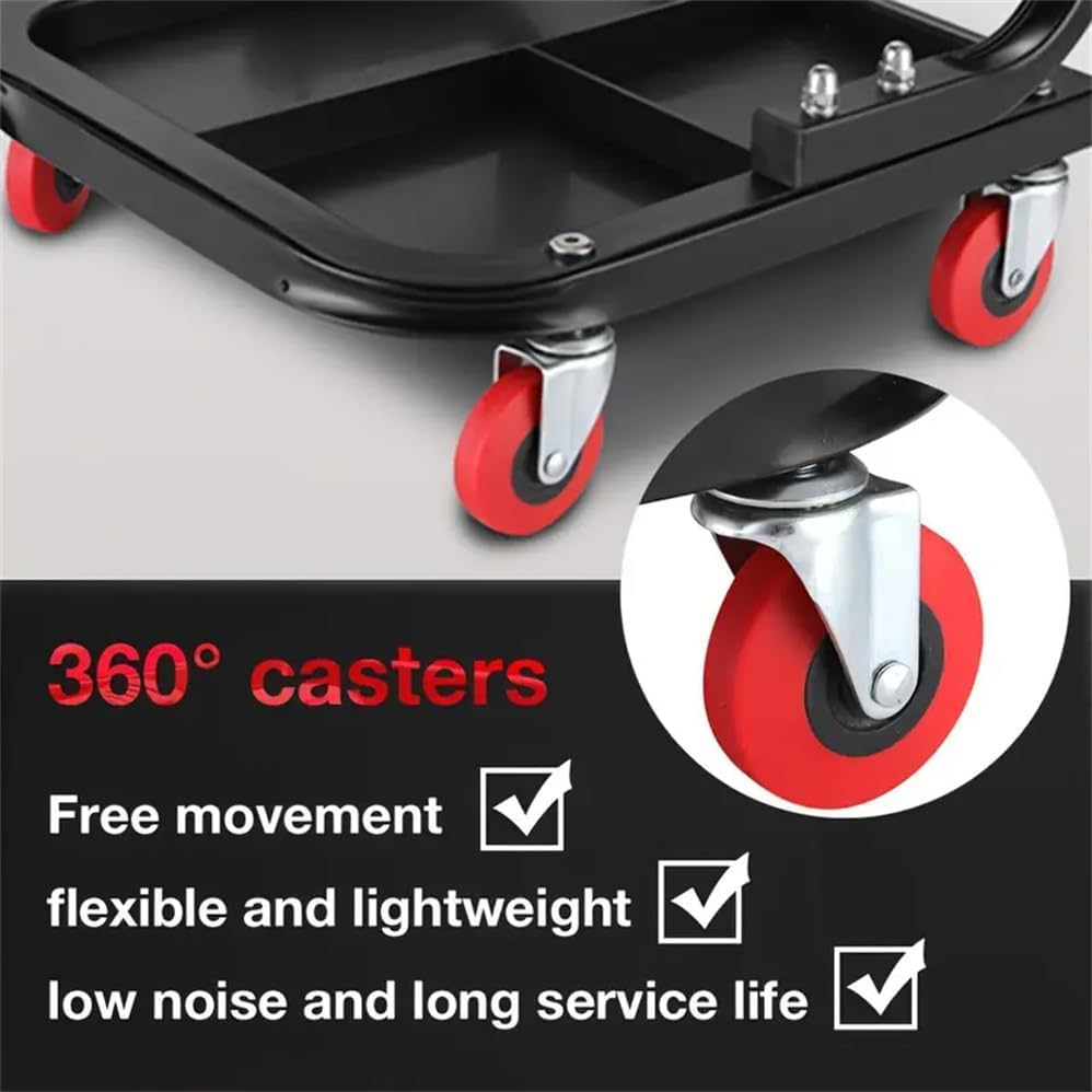 Rolling Creeper Seat, Garage Shop Stool on Wheels with Padded Seat & Tool Tray Storage, 330 LBS Capacity, Heavy Duty Mechanic Stool Chair Car Detailing Creeper for Workshop, Home