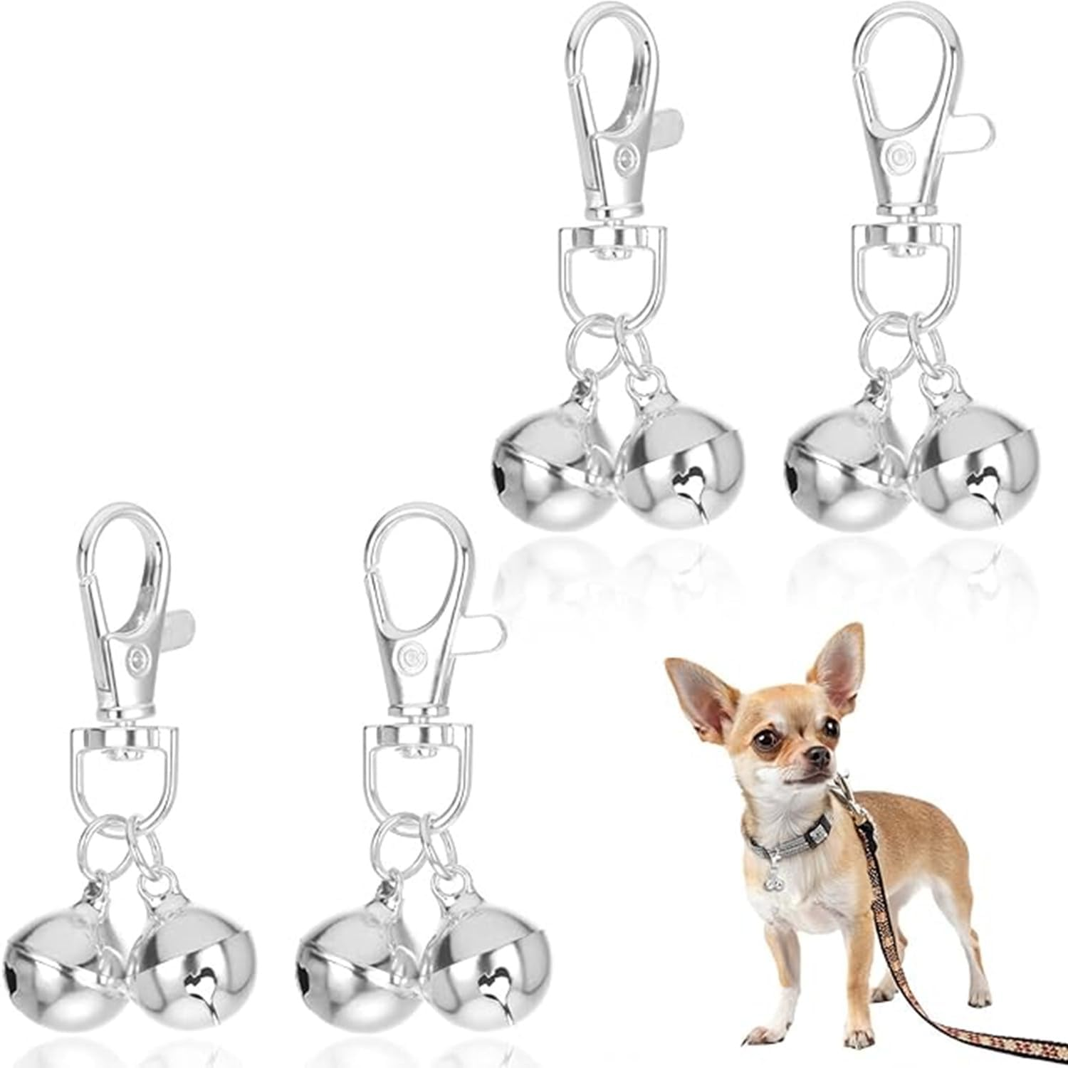 4 Pcs Mini Dog Collar Bells, Cat Bell, Silver Pet Pendant Accessories for Training, Loud Charms for Dogs and Cats image number 2
