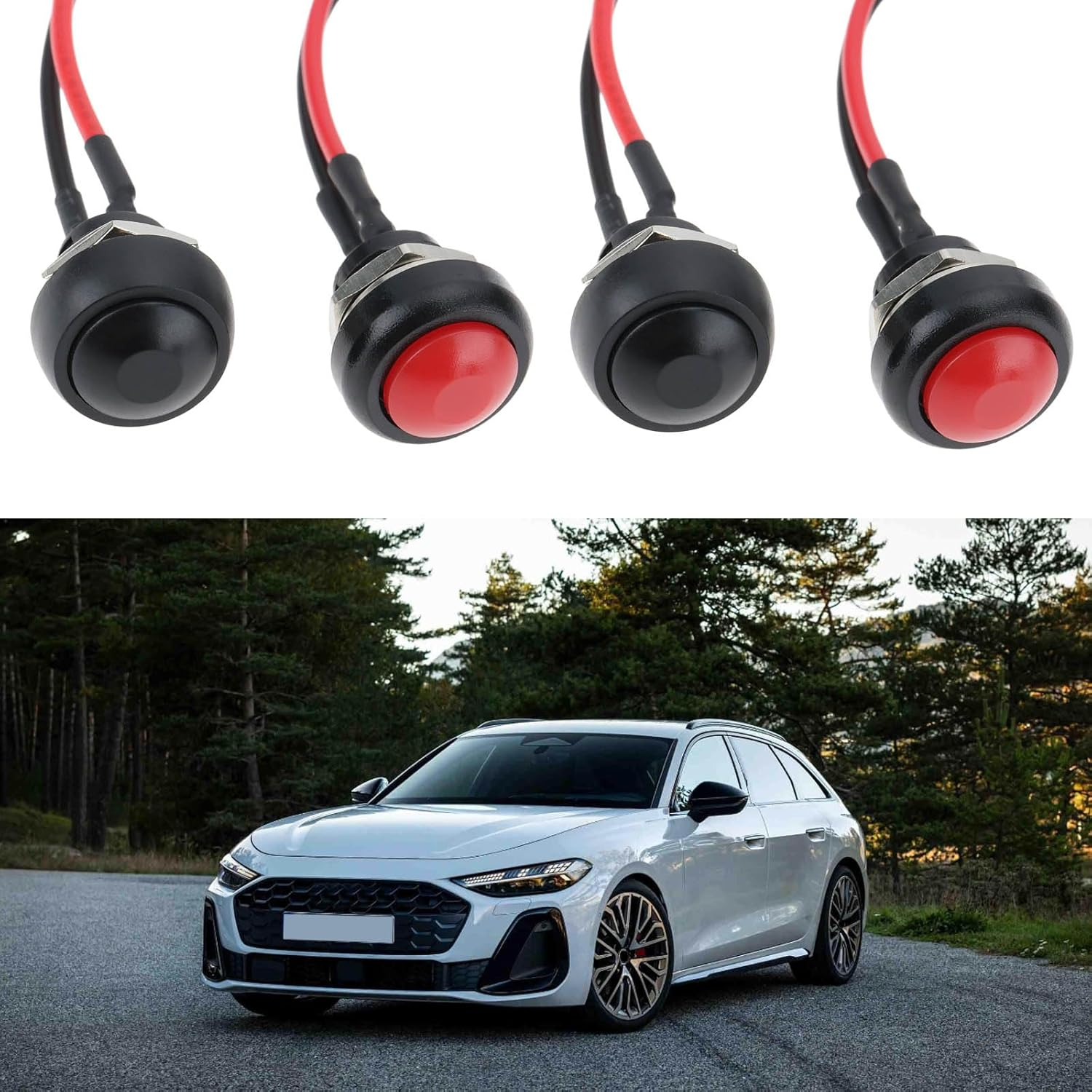 OTOTEC 4Pcs 12Mm 1/2" Mounting Hole Mini round Waterproof Momentary Push Button Switch on off PBS-33B 3A/125V AC 2 Pin image number 4