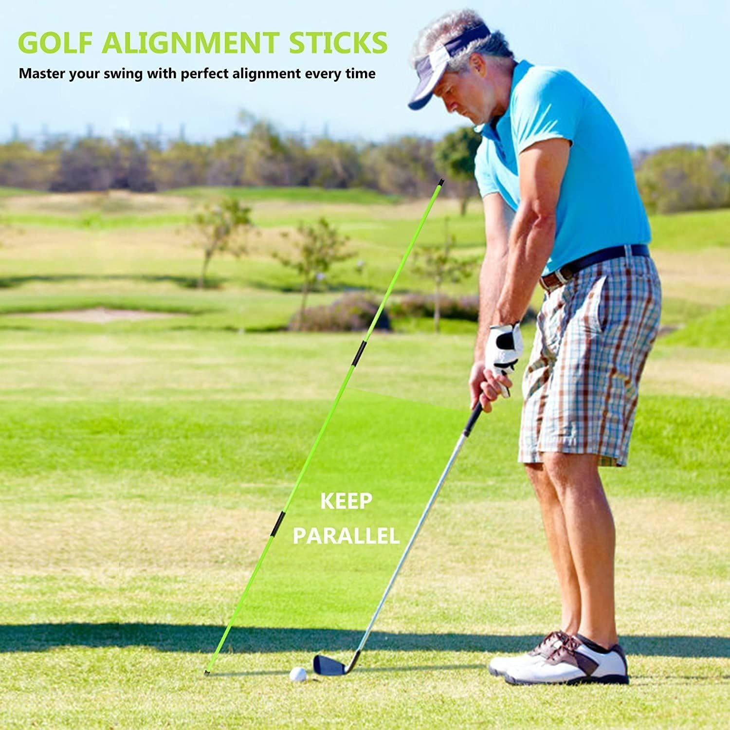 Golf Alignment Stick, 2-Pack Golf Alignment Rods, 48" Collapsible Alignment Stick Golf Training Aid for Aiming, Putting, Posture Corrector, Golf Practice Sticks with Clear Tube Case image number 2