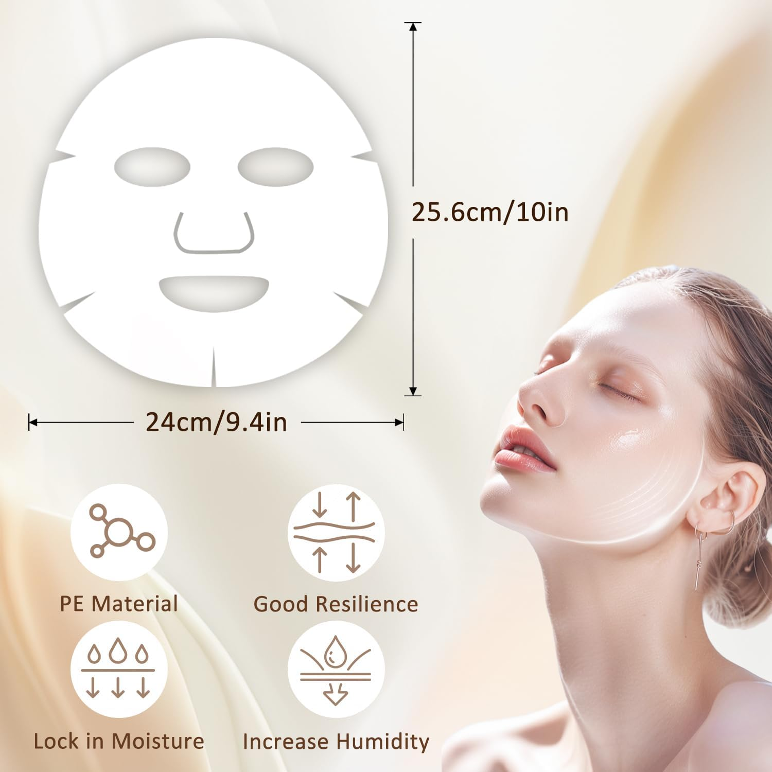 EKIND Facial Mask Film Sheet Thin Plastic Wrap for DIY Clear Spa Treatment(200 Sheets,Transparent) image number 1