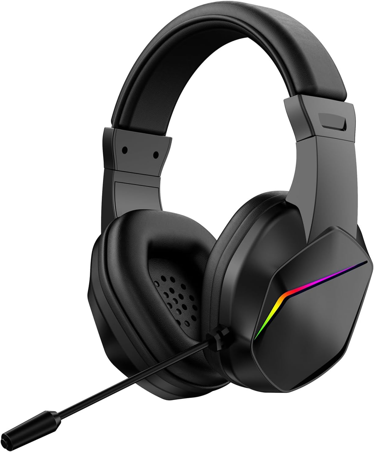 Sxhlseller Wireless BT Gaming Headset with LED Lights, Low Latency 40Mm Drivers Headphones, over Ear Comfort with Omnidirectional Microphone for Sports, Live Streaming Game (Black+Wireless BT image number 6