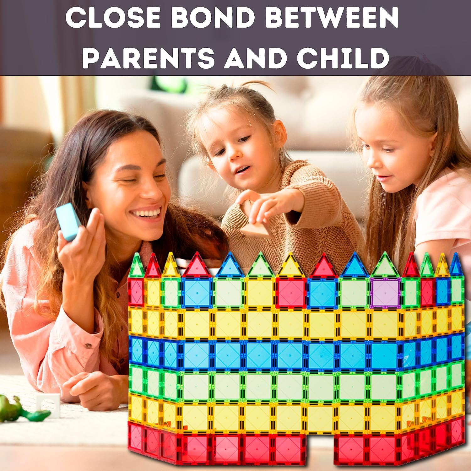 AKMA Magnetic Tiles Building Blocks Set - 103Pcs Magnetic Blocks Including Car, Secure Rivets, Bpa-Free, Rainbow Colors, STEM Learning Toys for Kids, Toddlers, Boys & Girls, Inspiring Montessori Fun image number 6