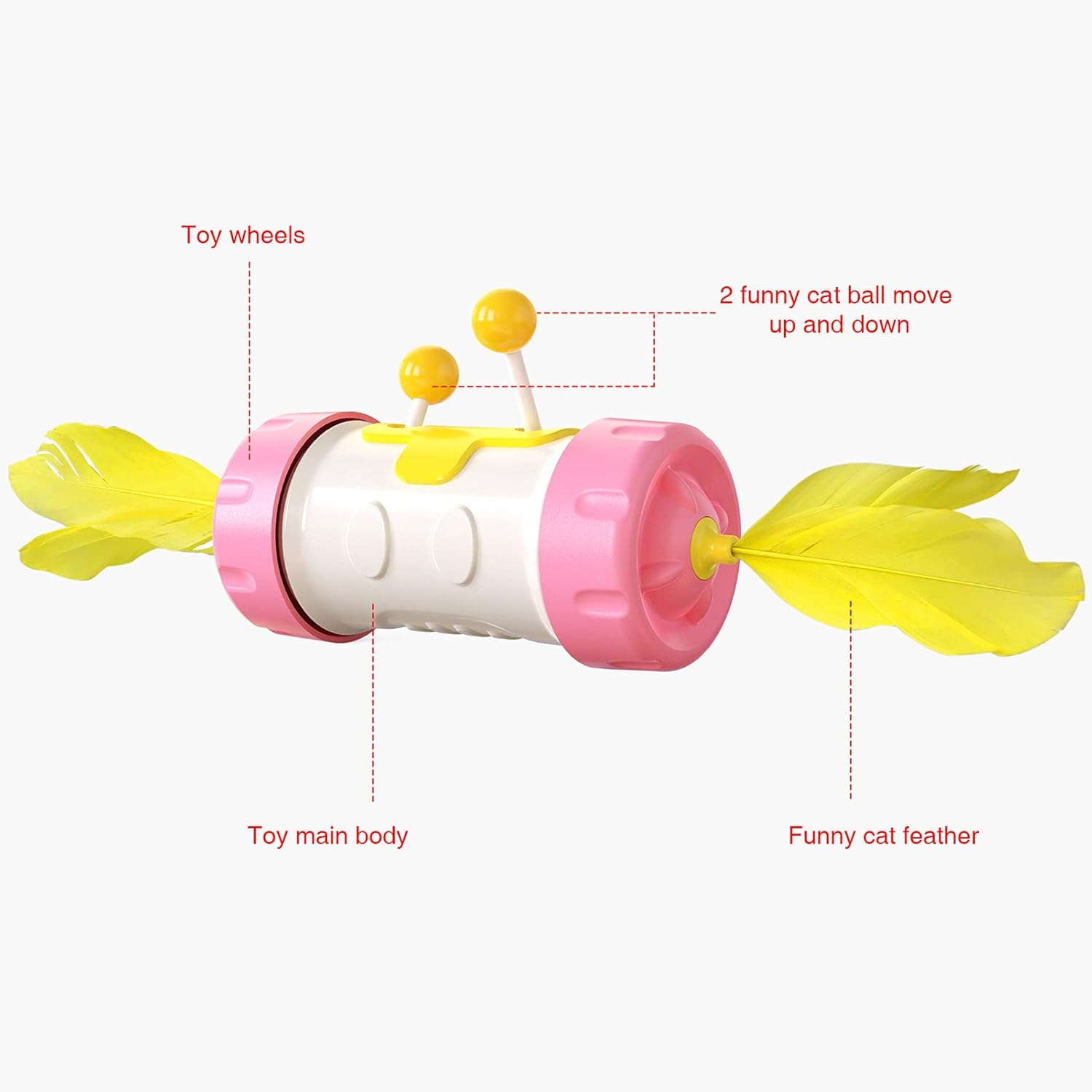 REFENG Multi-Function Cat Toy Combines Sel Weight Balance Movement Wthout Electricity - Pink image number 5