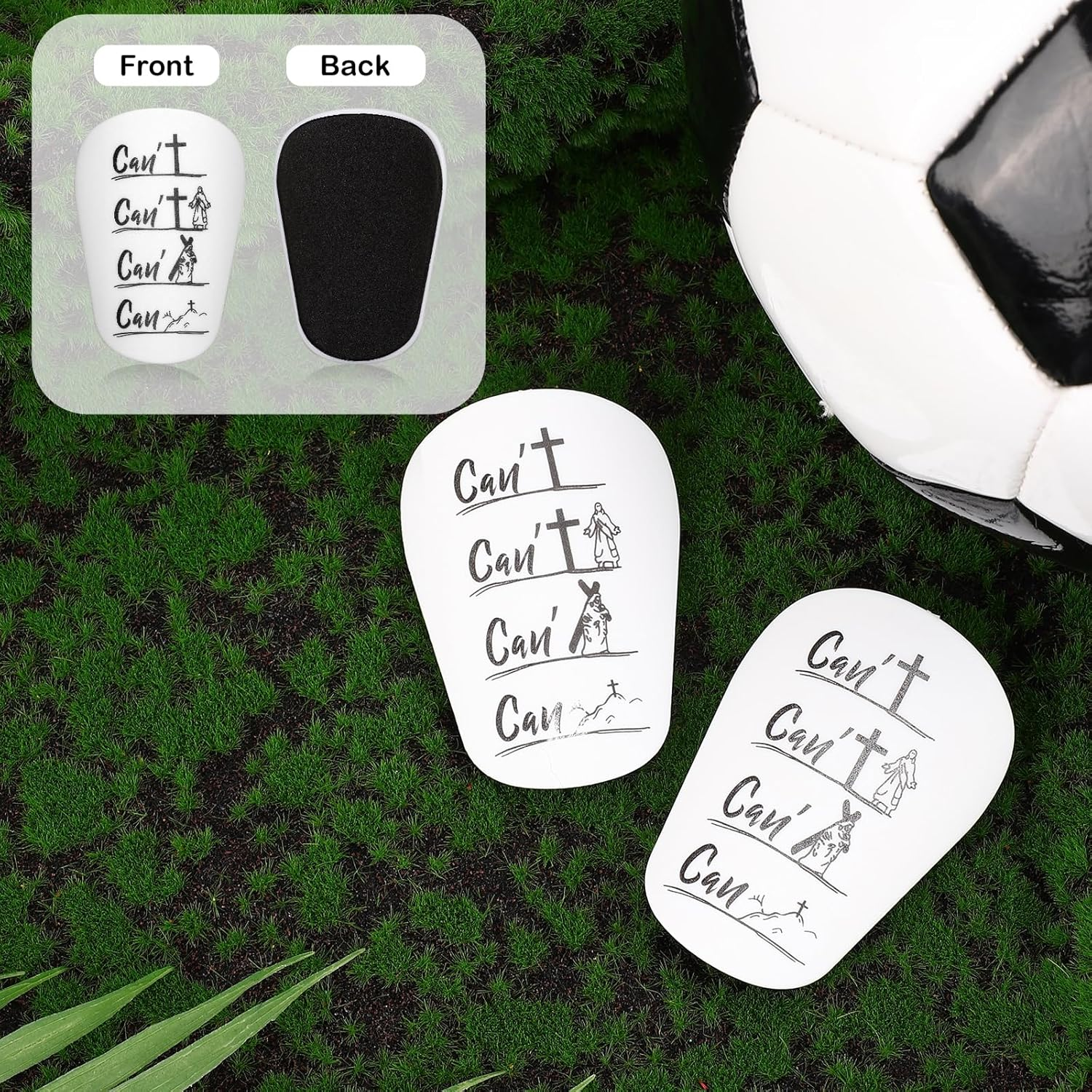 2Pcs Shin Guards, PBT and EVA Material Shin Guards Soccer 8X5Cm/3.15X1.97In Mini Shin Guards Soccer Protective Small Football Shin Guards for Teenagers Adults Sports image number 3