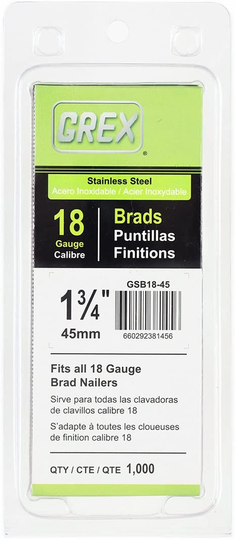 Grex GSB18-38 1-1/2 In. 18 Ga. Brad Nails, Stainless Steel 304, 1M image number 6