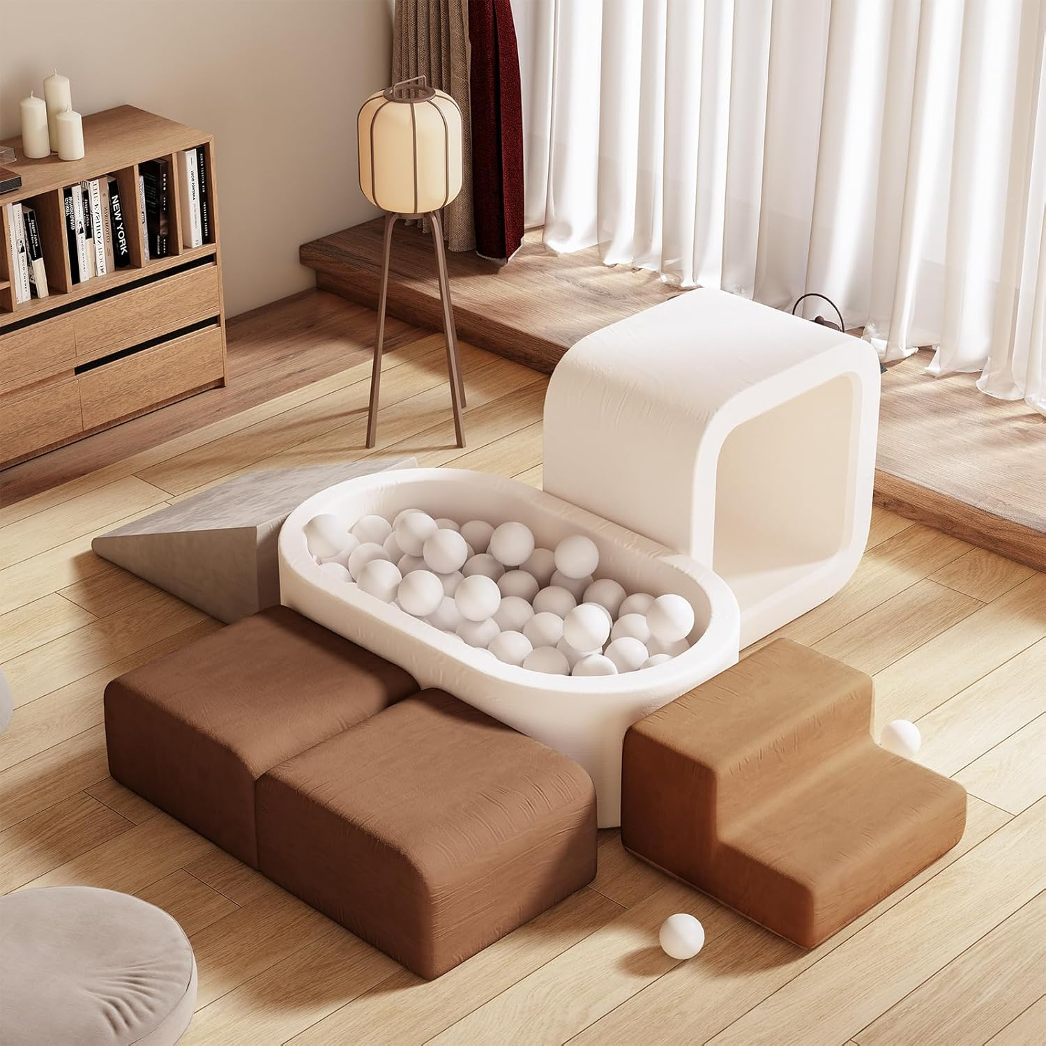 Banasuper 6-Piece Kids Climbing Foam Blocks Playset - with Ball Pit for Toddlers Crawling, Sliding and Playing Indoor (Balls Not Included), Soft Foam Climbing Toys image number 1