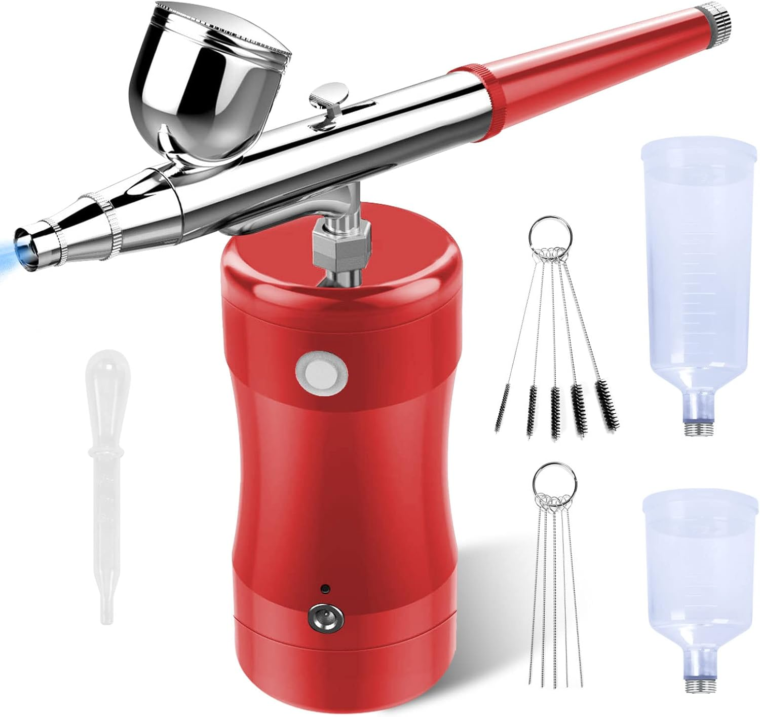 COSSCCI Handheld Airbrush Kit, Mini Air Compressor Spray Gun Single Action USB Rechargeable Airbrush Set for Makeup Art Nail Painting Tattoo Manicure Cakes (Black)