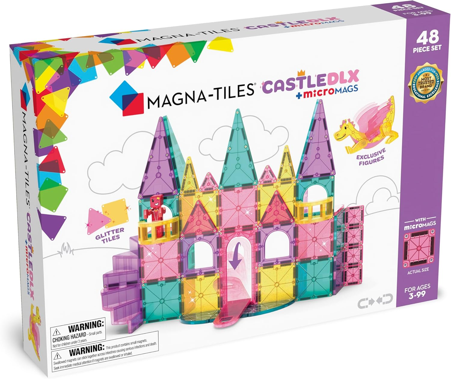 MAGNA-TILES - Castle DLX + Micromags - 48 Piece Set image number 1
