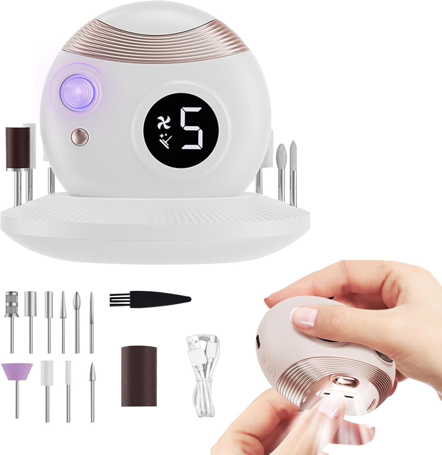 Baby Electric Nail Grinder, Electric Nail Clippers, Adult Automatic Nail Clippers, Nail Polishers Anti-Splash image number 4