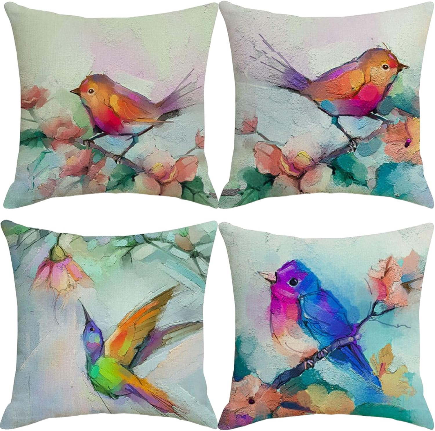 Home Decorative Throw Pillow Covers - Set of 4 Soft Throw Pillow Covers Cushion Case for Sofa Living Room Indoors Outdoors 18X18 Inch (Dark Blue)