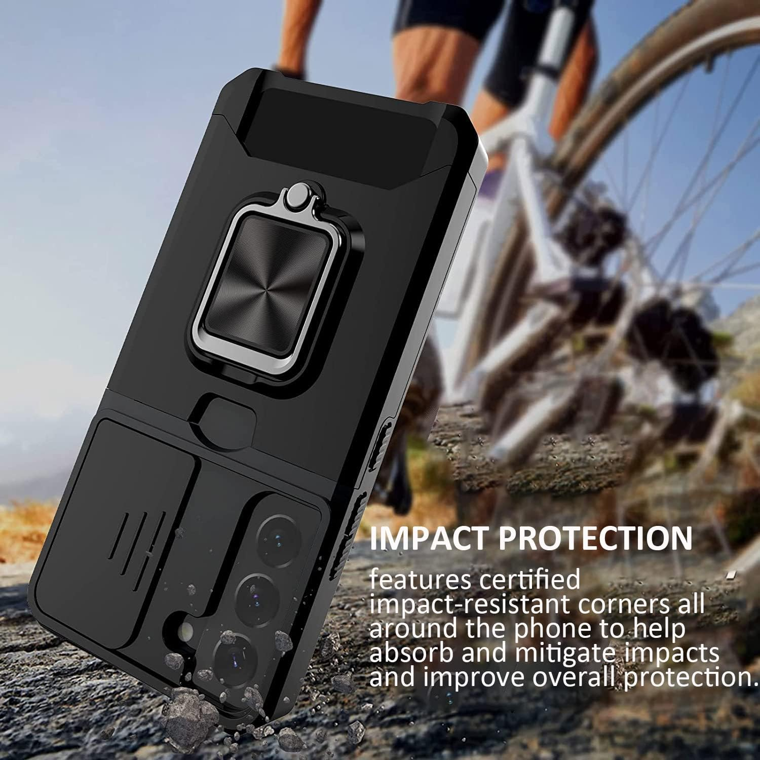 JOYCHER for Samsung Galaxy S24 Case Phone Cover Slide Camera Cover & Card Holder Slot 360&deg; Ring Kickstand Tough Heavy Duty Defender Armor Shockproof Military Galaxy S24 Wallet Case image number 2