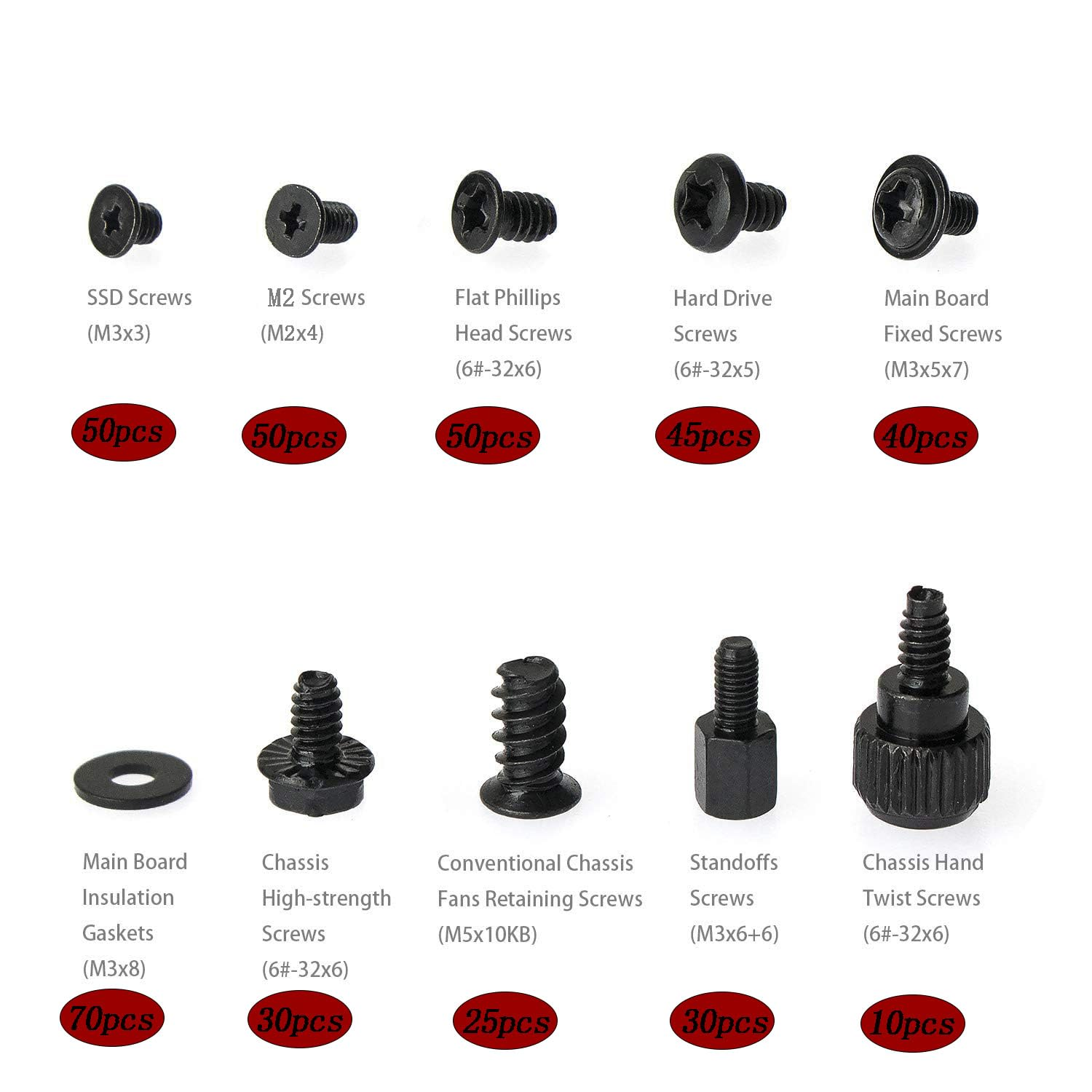 Tjhypenete 400PCS Computer Screws Motherboard Standoffs Assortment Kit for HDD SSD Hard Drive Fan Power Supply Graphics, Computer Mounting Screws with Screwdriver for DIY PC Case Building and Repair image number 1