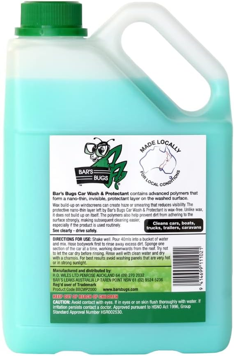 Bar'S Bugs Car Wash & Protectant 2L &ndash; Wax-Free, Ph Neutral Formula | Nano-Polymer Paint Protection | Streak-Free Finish image number 1
