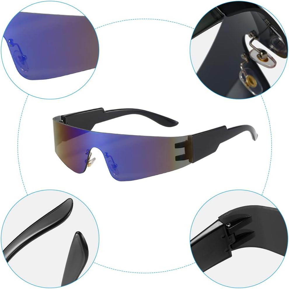 Futuristic Sunglasses, Pack of 2 Futuristic Mirrored Sunglasses, Futuristic Glasses, Sunglasses, Funny Space Glasses, Party Glasses, Fun Glasses, Cosplay Costume Accessories image number 3
