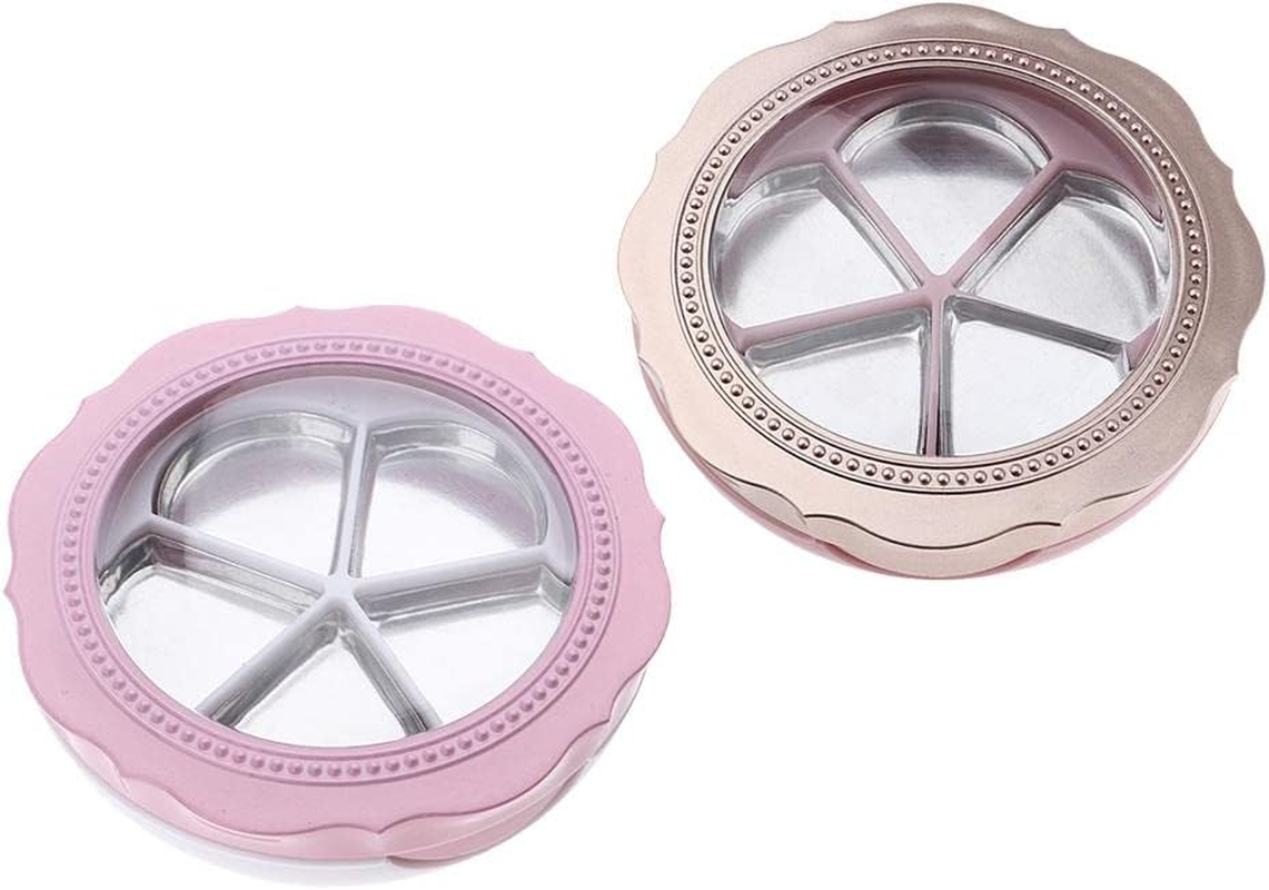 Oshhni Petite Plastic Makeup Palette with Aluminum Pans - Cosmetic Storage Solution, 4G, Pink White