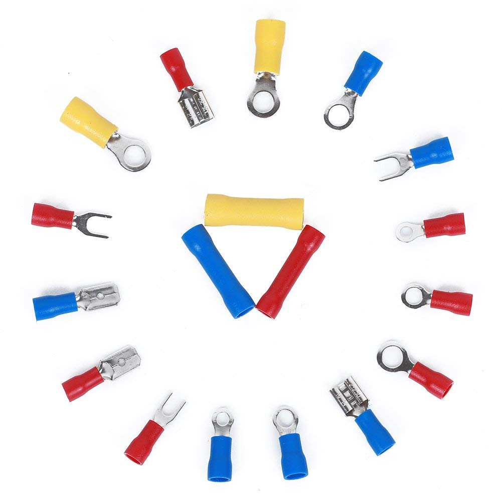 Valuehall 1200Pcs Crimp Terminals with Portable Storage Box, Widely Application Heat Shrink Crimp Connector Wire Terminals 18 Types of Specification, 3 Colors V7003-1 image number 1