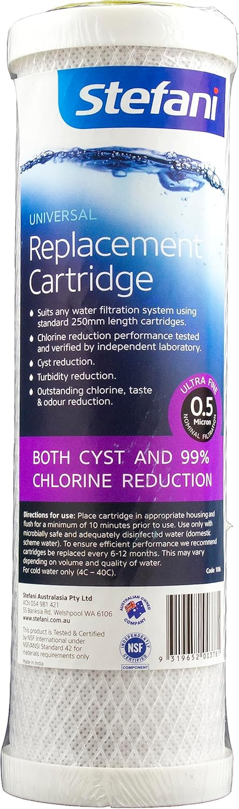 Stefani 0.5 Micron Ultra Fine Universal Replacement Cartridge, 250 Mm