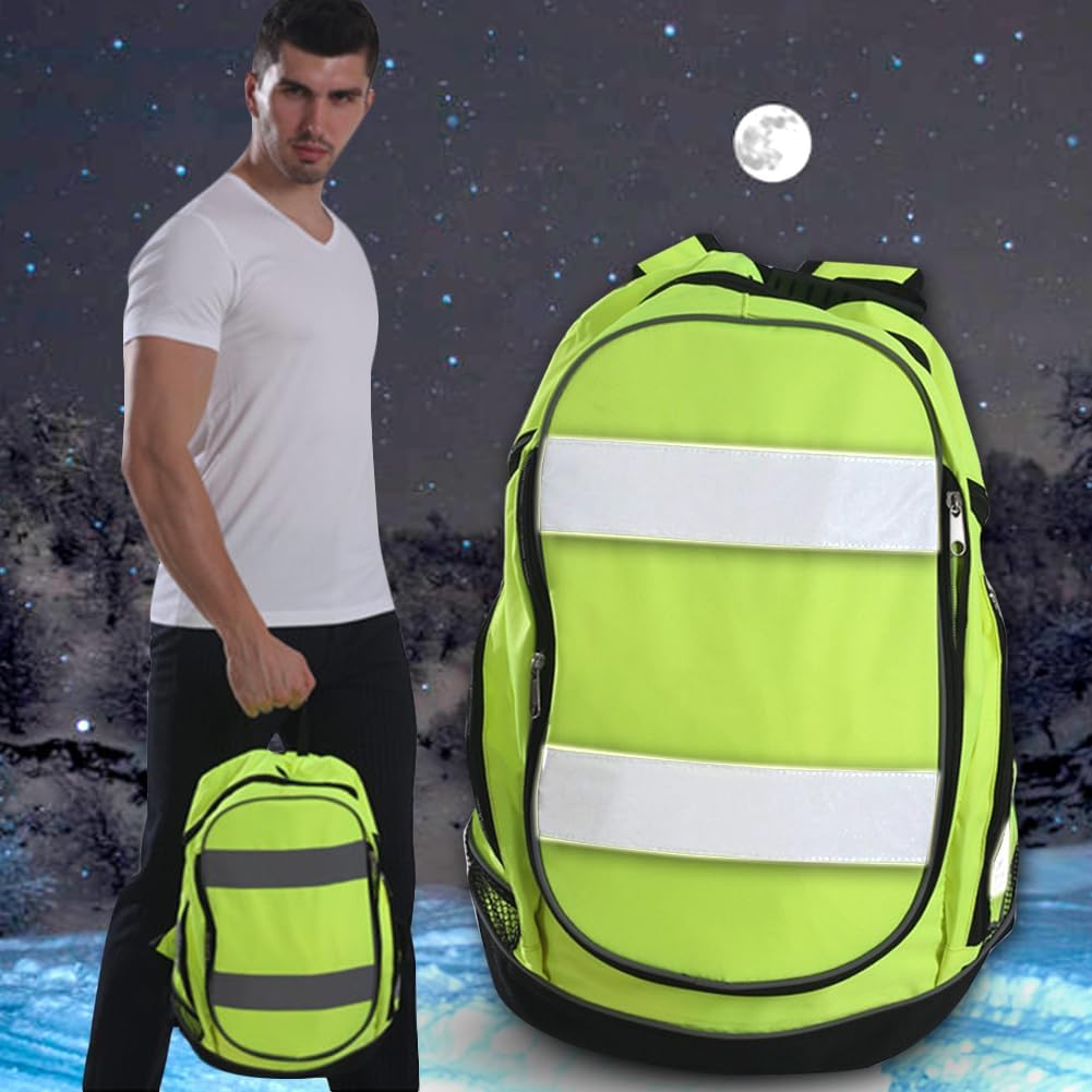Night Reflective Riding Highly Resistant Safety Backpack &ndash; High Visibility Rucksack, LED Light Bag | Reflectives Cycling Backpacks for Commuting, Hiking, School, Travel, Sports, Waterproof image number 6
