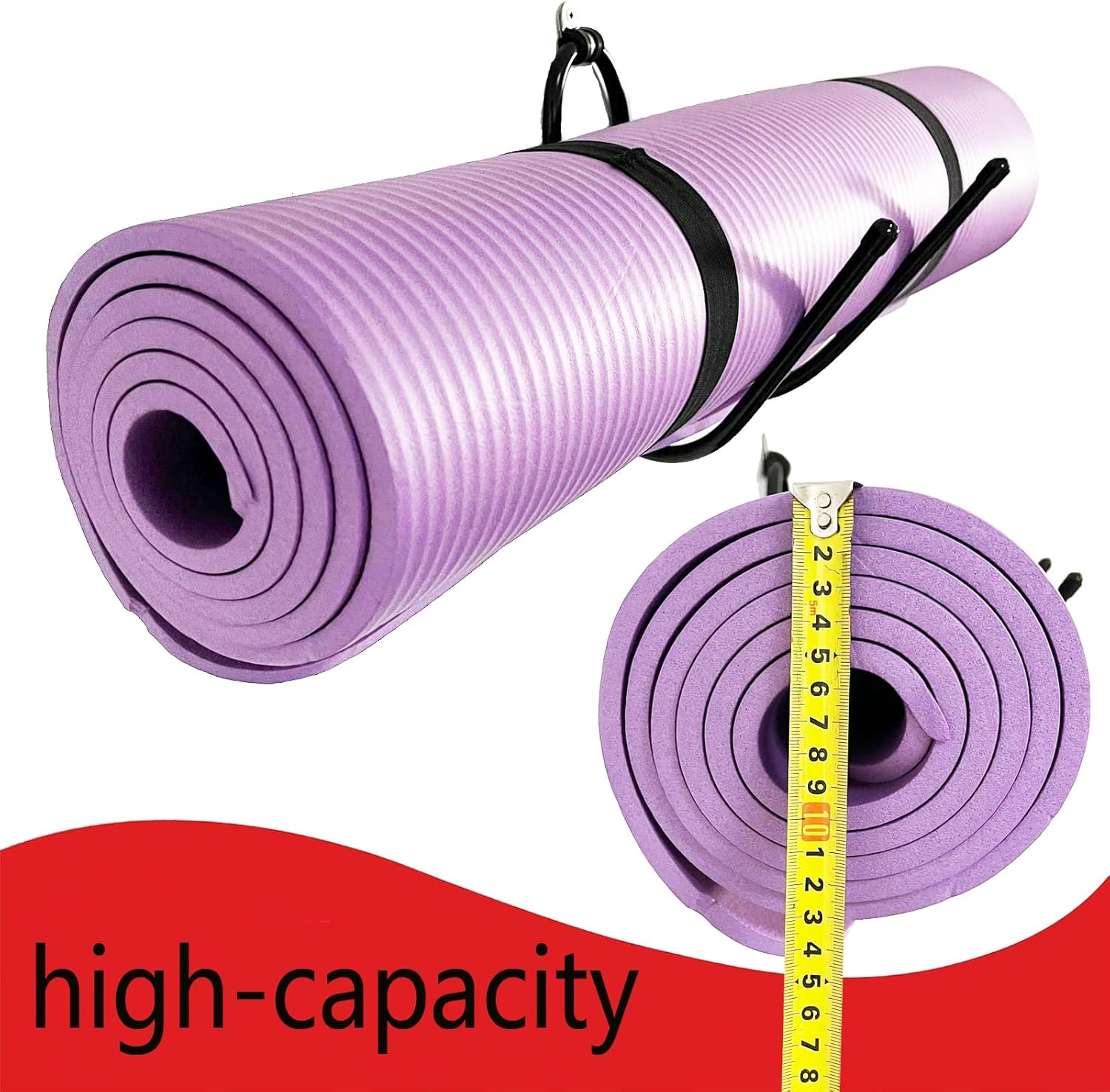 Upgraded Large Yoga Mat Holder Wall Mount, Metal Storage Rack for Yoga Mat/Wheels, Foam Roller Etcs, Wall Rack Organizer Hooks for Hanging Stretching Strap & Resistance Bands, Yoga Room/Home Gym Decor image number 4