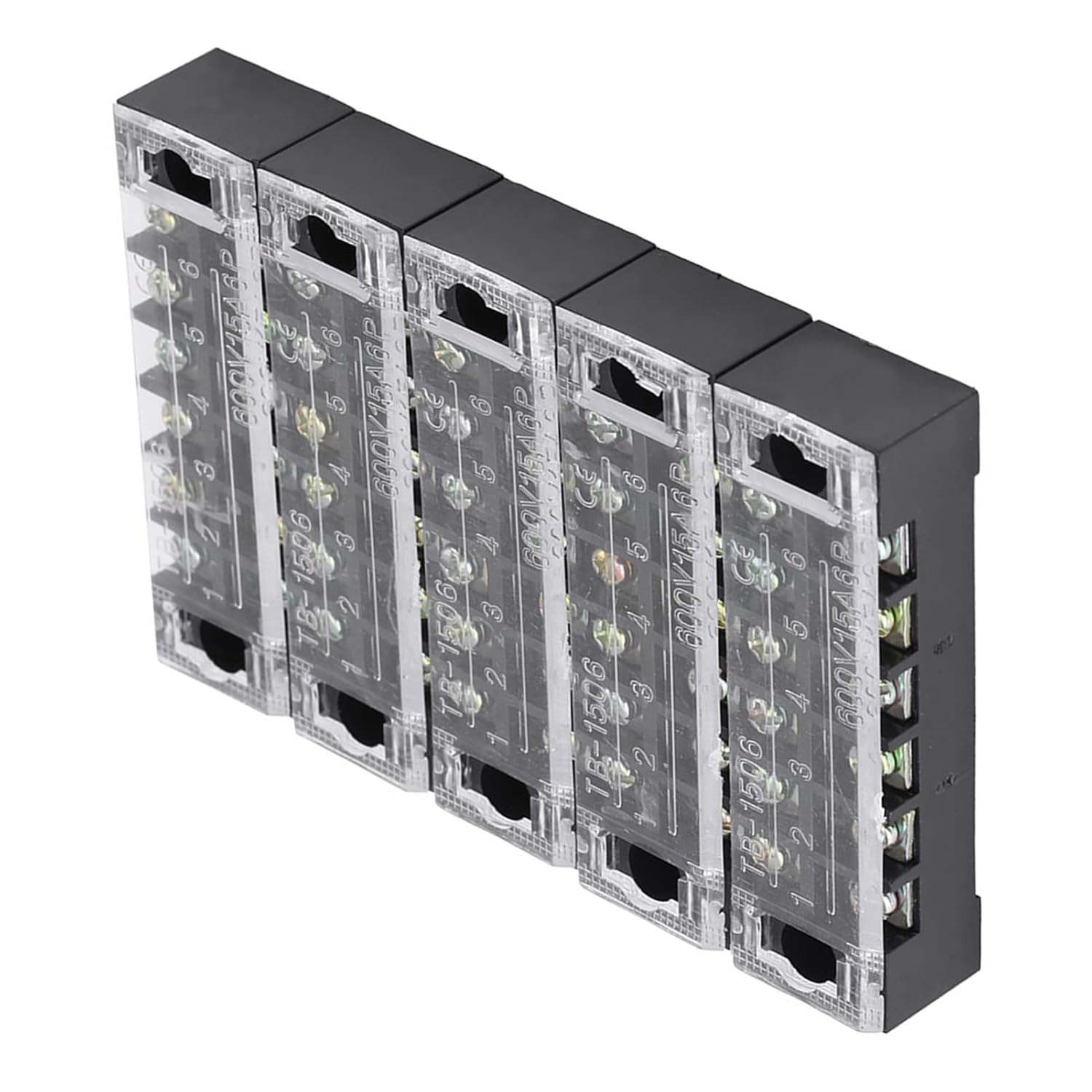 SOULONG 6 Position 15A Screw Terminal Block Dual Row Barrier Strip Pre-Insulated Terminal Block for Home Appliances Electronic Circuits with 5 10 Strips