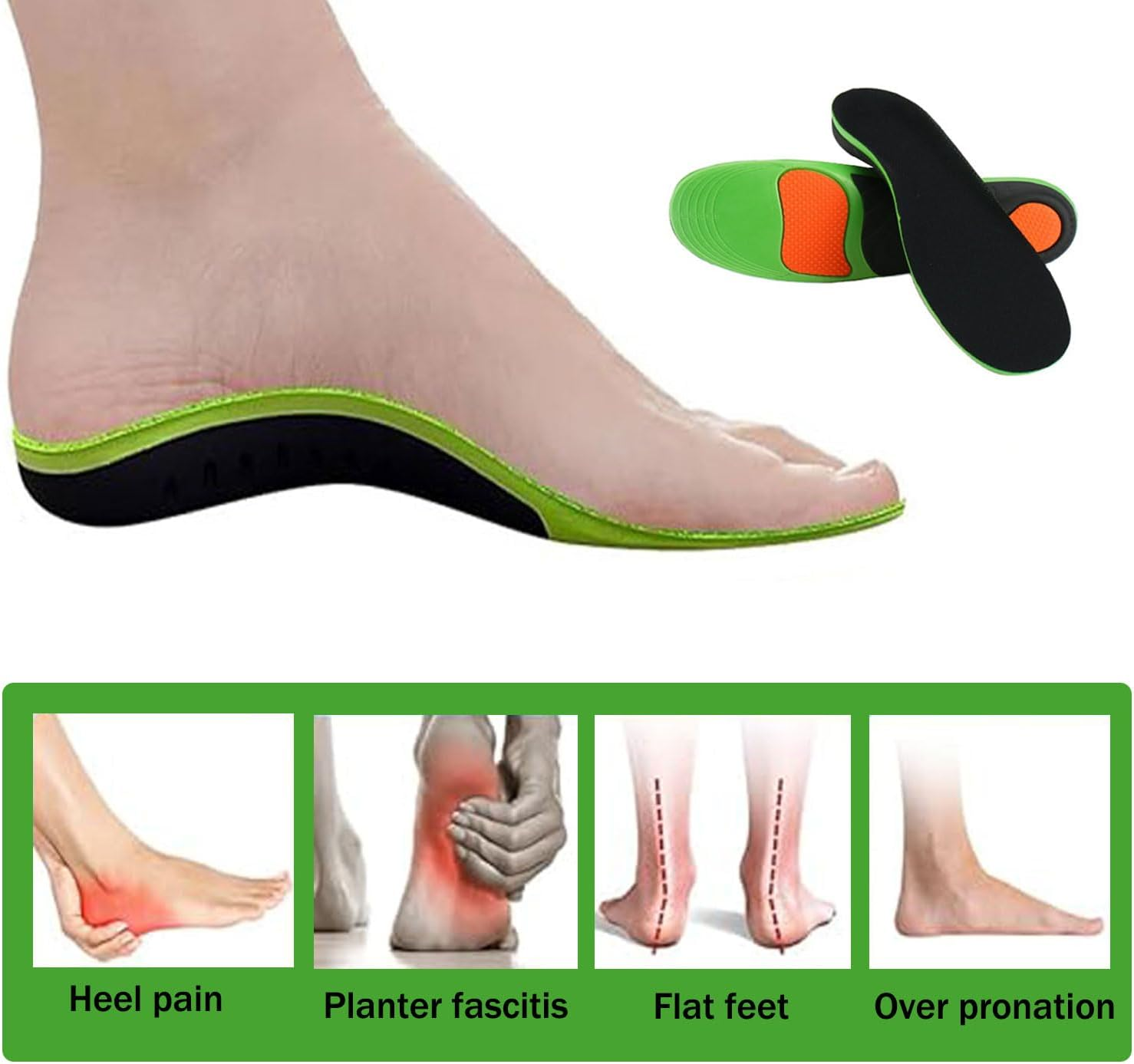 1Pair Arch Support Insoles, High Arch Support Orthotic Insoles, Shoe Insoles Men Women, Plantar Fasciitis Relief, Orthotic Sports Insole, Arch Support Inserts for Flat Feet Heel Pain Spurs（35-40）