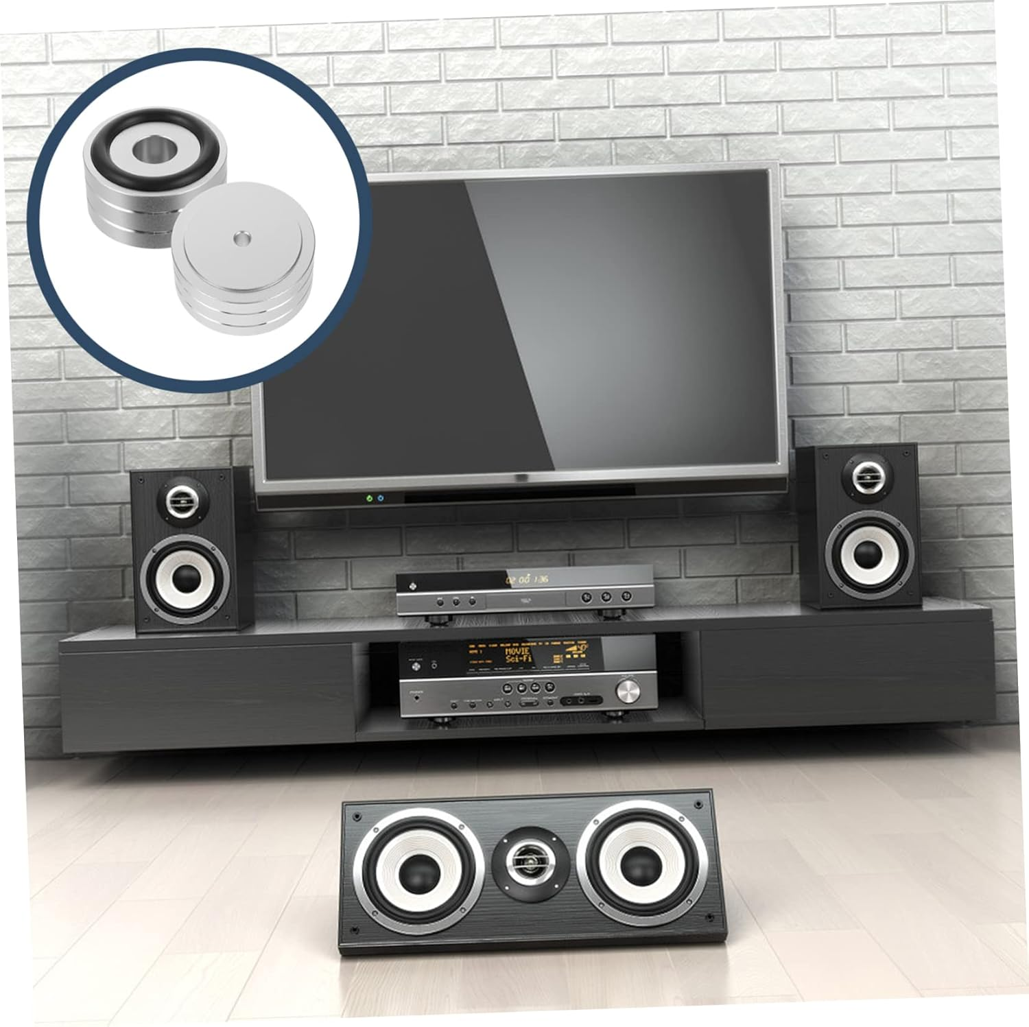 Happyyami 2Pcs Aluminum Alloy anti Vibration Feet Cushions for Hifi Audio Amplifier and Speaker Pads Silver Small Size Sound System Isolation Base for Home Theater and Studio image number 4