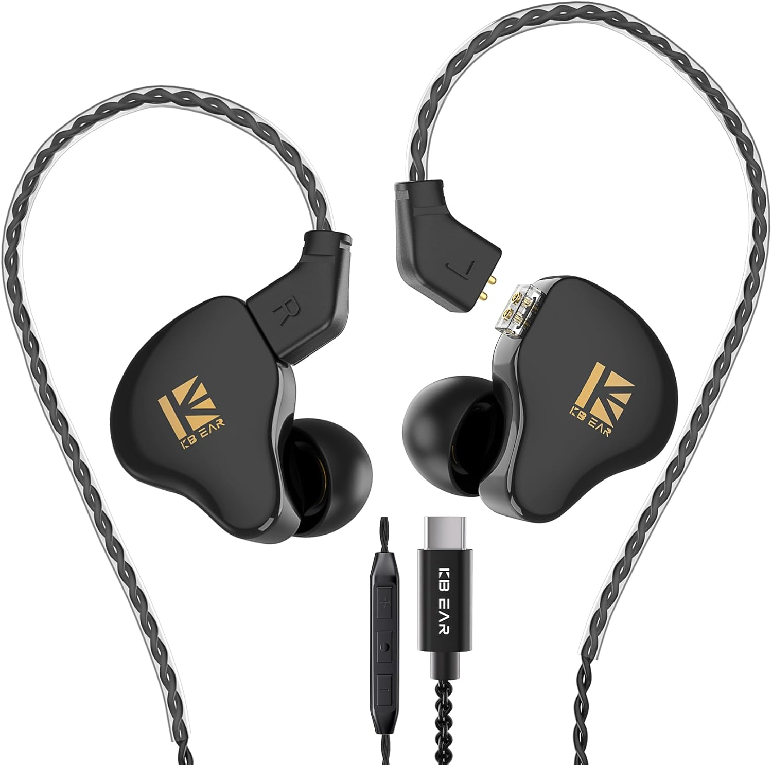 Yinyoo KZ Taurus Wired Earphones IEM Hi-Fi for Audiophiles Horizontal Dual 8Mm Dynamic Drivers in Ear Monitors Deep Bass Detachable 2Pin Cable Gaming Earbuds Transparent Shell