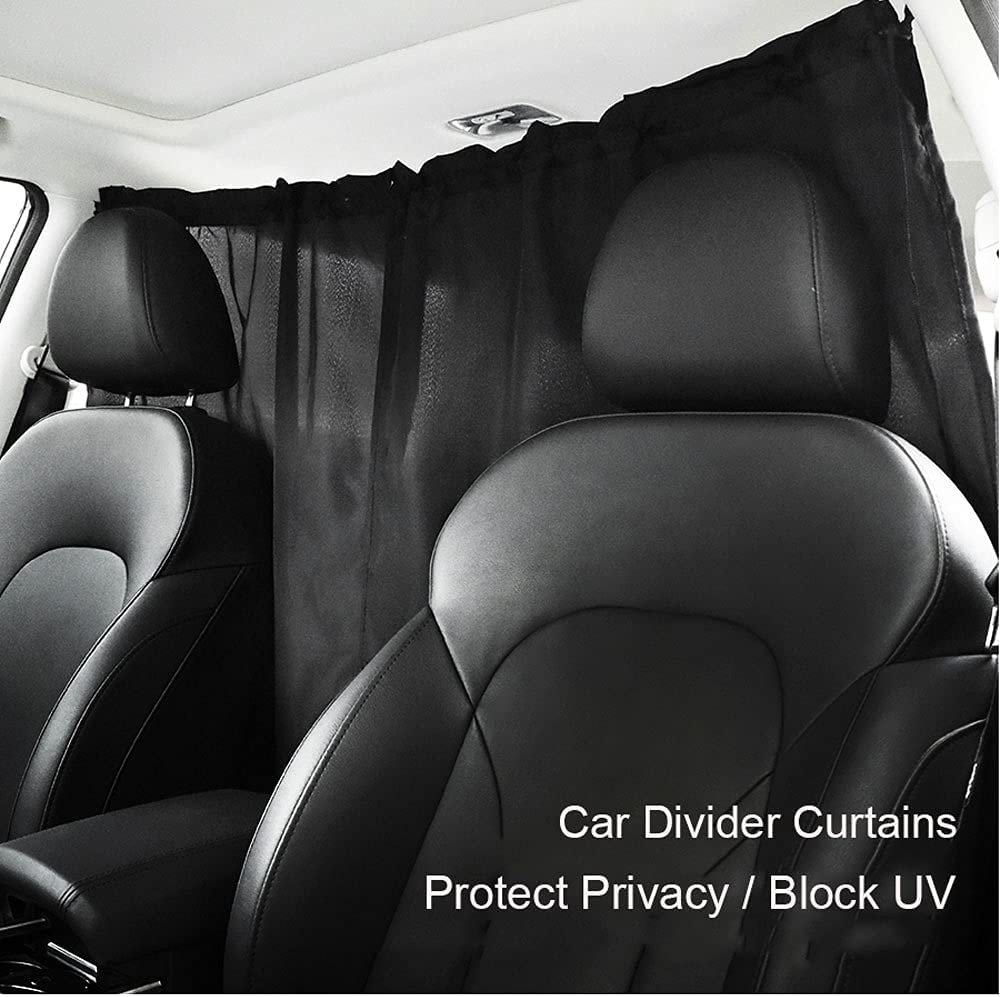 Ovege Car Divider Curtains Sun Shade-Privacy Travel Nap Night Car Camping Detachable Simple Curtain(Black, Back Seat-1Pcs) image number 6