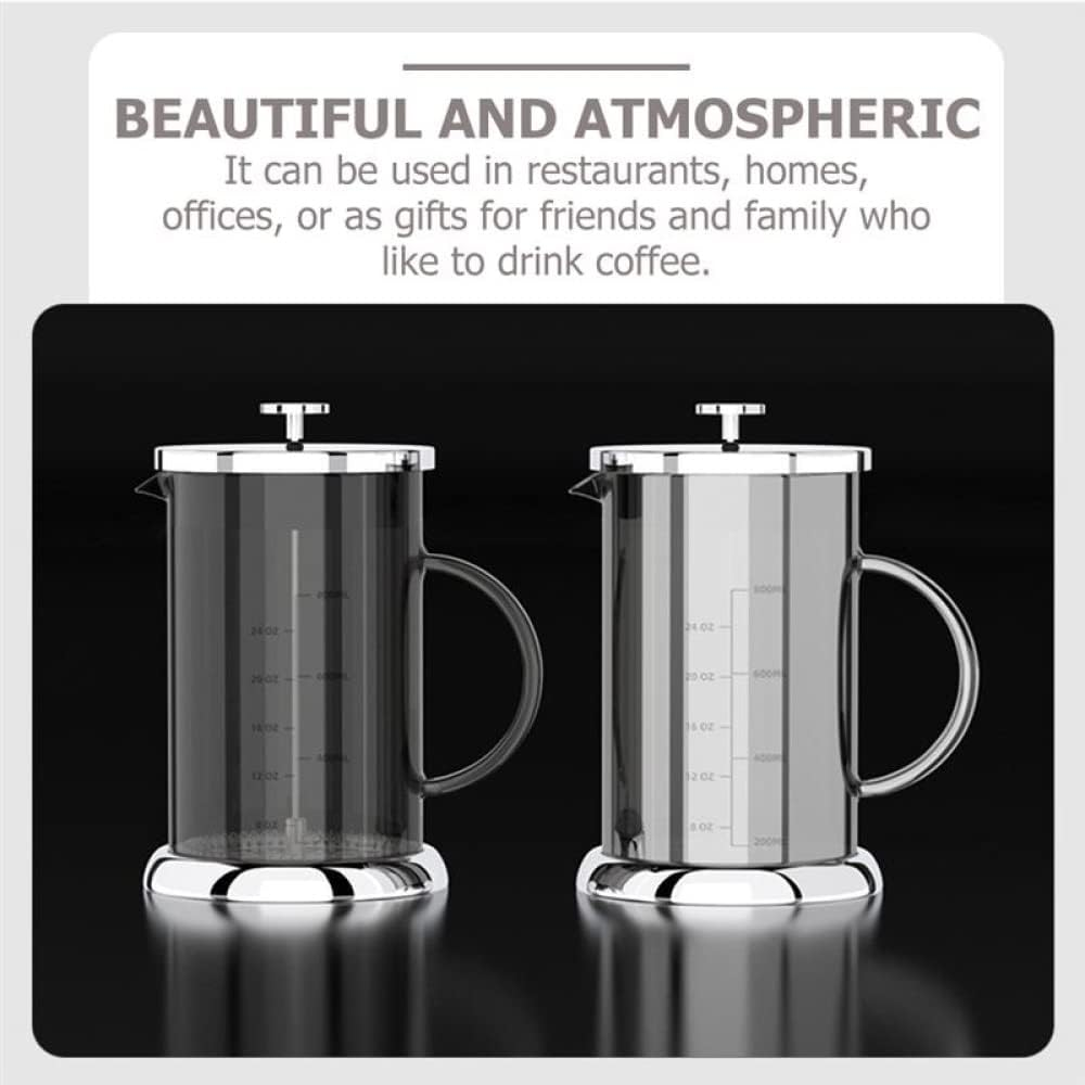 Stove Top Kettle Coffee Maker Thermal Insulation Glass1000Ml Coffee Press for Home Office Double Wall Milk Froth Kettle Espresso Kettle Water Boiler for Stove image number 2