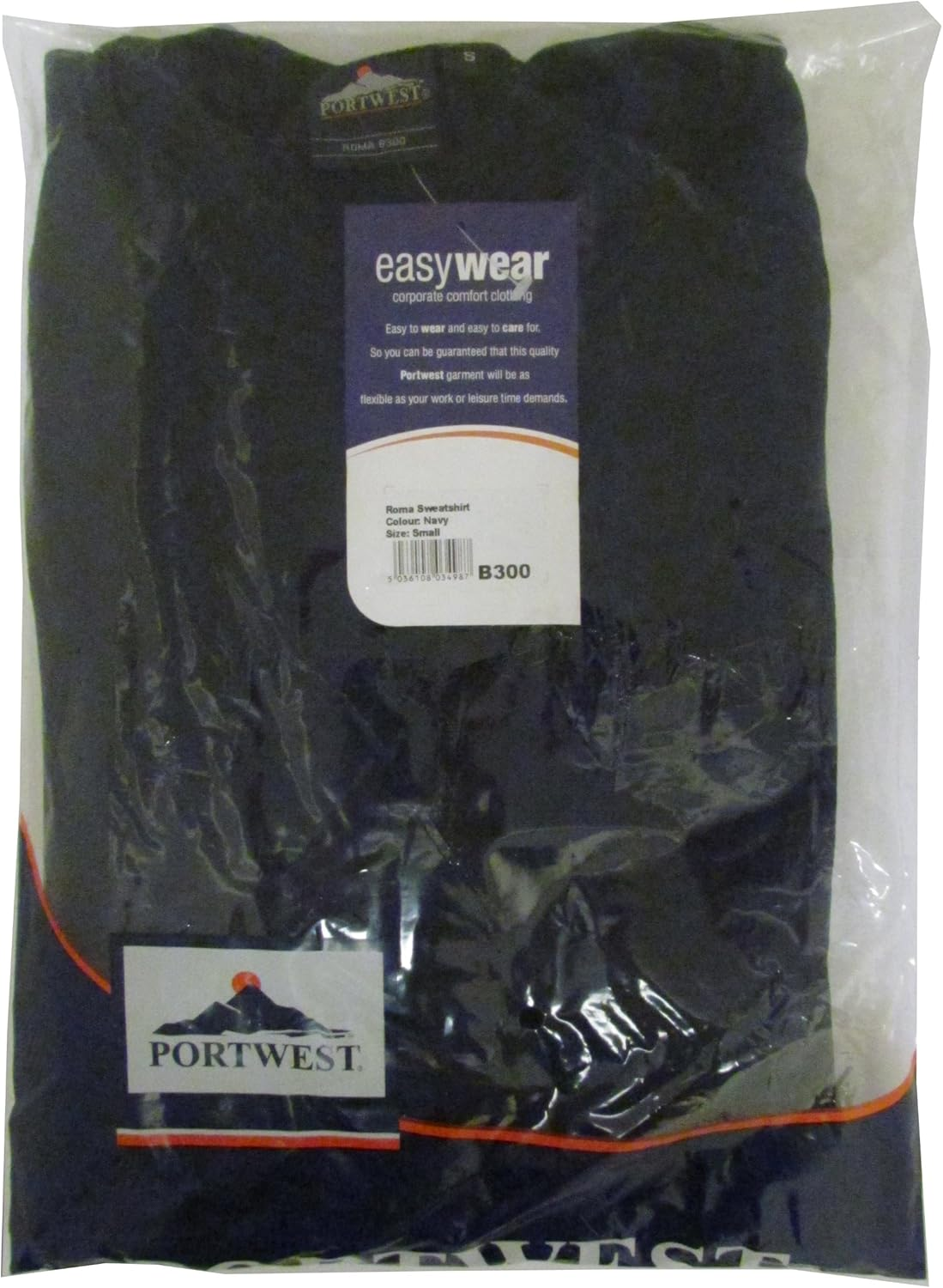 Portwest B300 Roma Sweatshirt Durable Soft Workwear Crew Neck Fleece 40+ UPF Sun Protection Comfortable Fit for Casual Corporate and Industrial Use, Navy, S image number 1