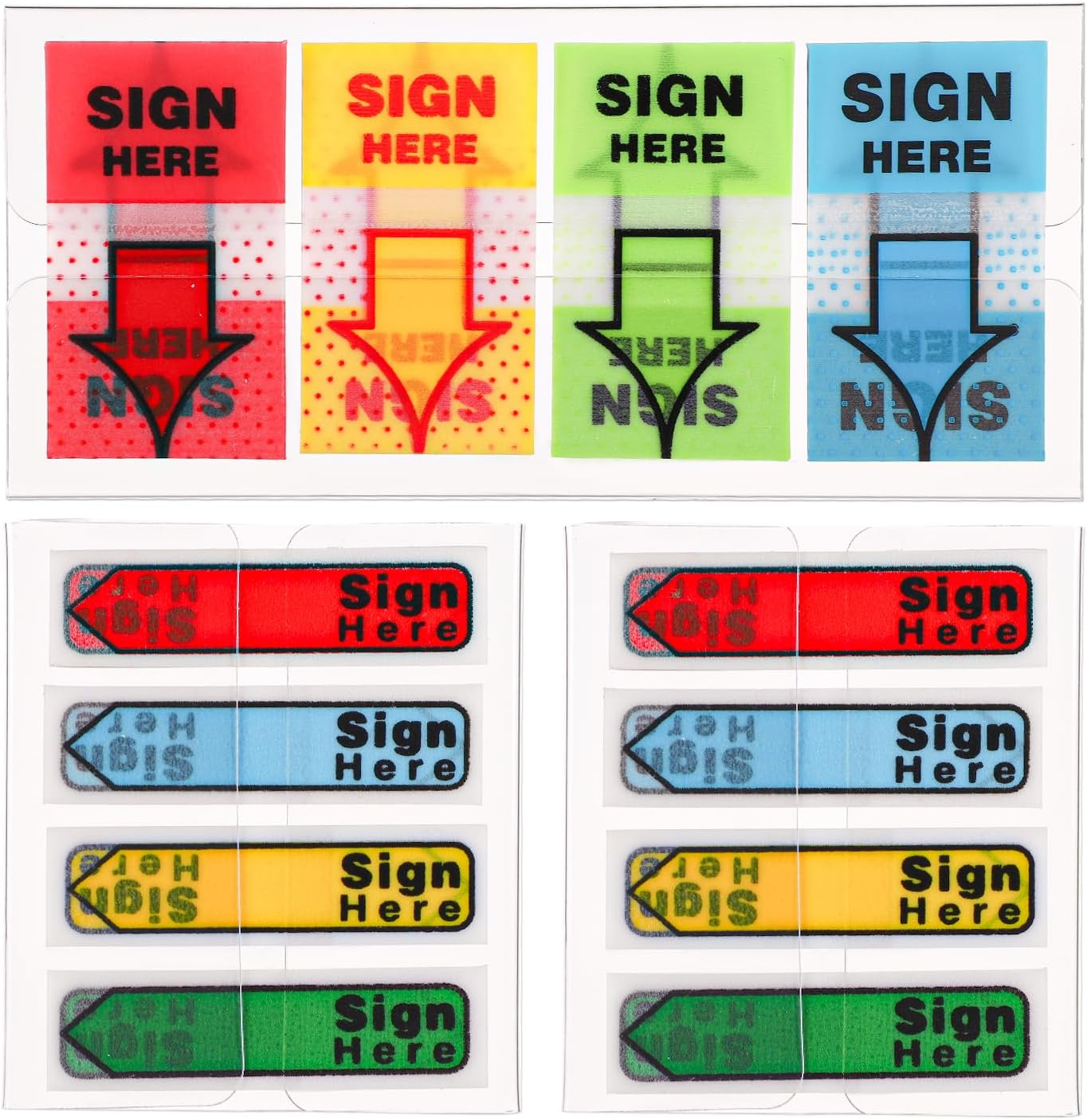 600Pcs/6 Packs Sign Here Tabs, Arrow Labels Stickers Sign Here Flags Sticky Signature Tabs Adhesive Message Post Tags for Documents Notebooks Home Office School Supplies (Red 2) - Red 1 image number 4