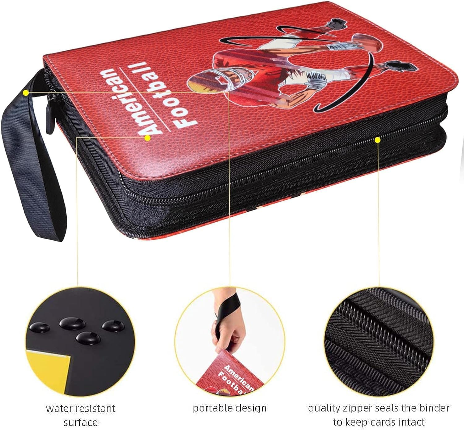 400-Pocket Football Card Binder, 3-Ring Binder with 50 Sheets of 4-Pocket Sleeves, Protects Cards from Fading, Smudging, and Breaking image number 1