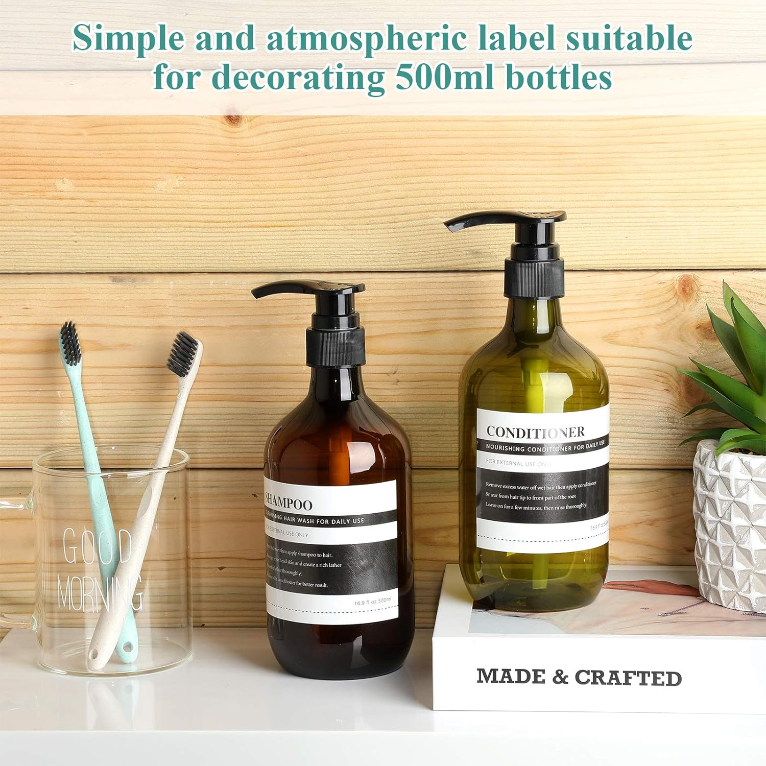 18 Pieces Waterproof Label Stickers for Dispenser Bottles Farmhouse Label Shampoo Dispenser Stickers for Kitchen Bathroom (2.76 X 3.54 Inch) image number 6